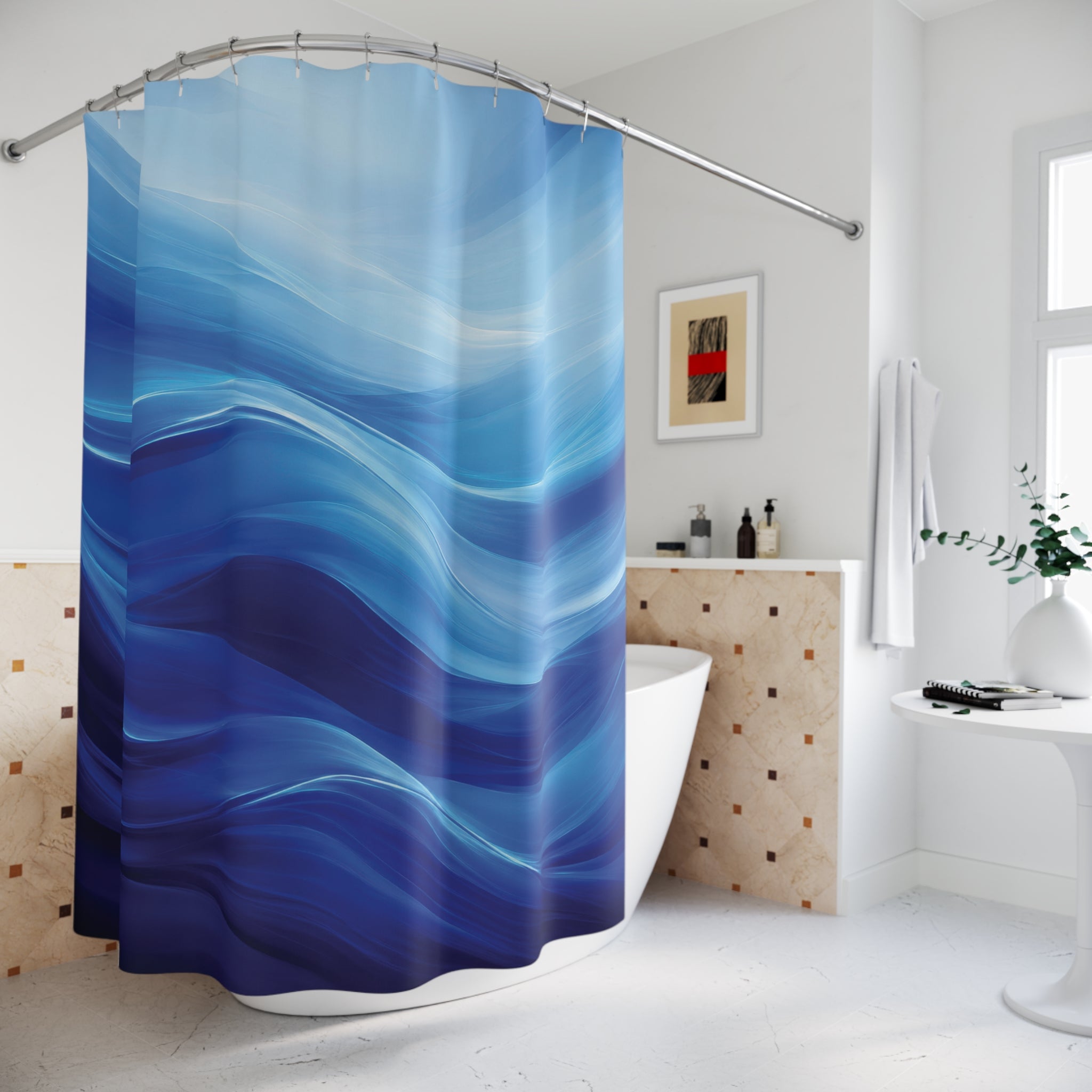 Blue Abstract Gradient Shower Curtain