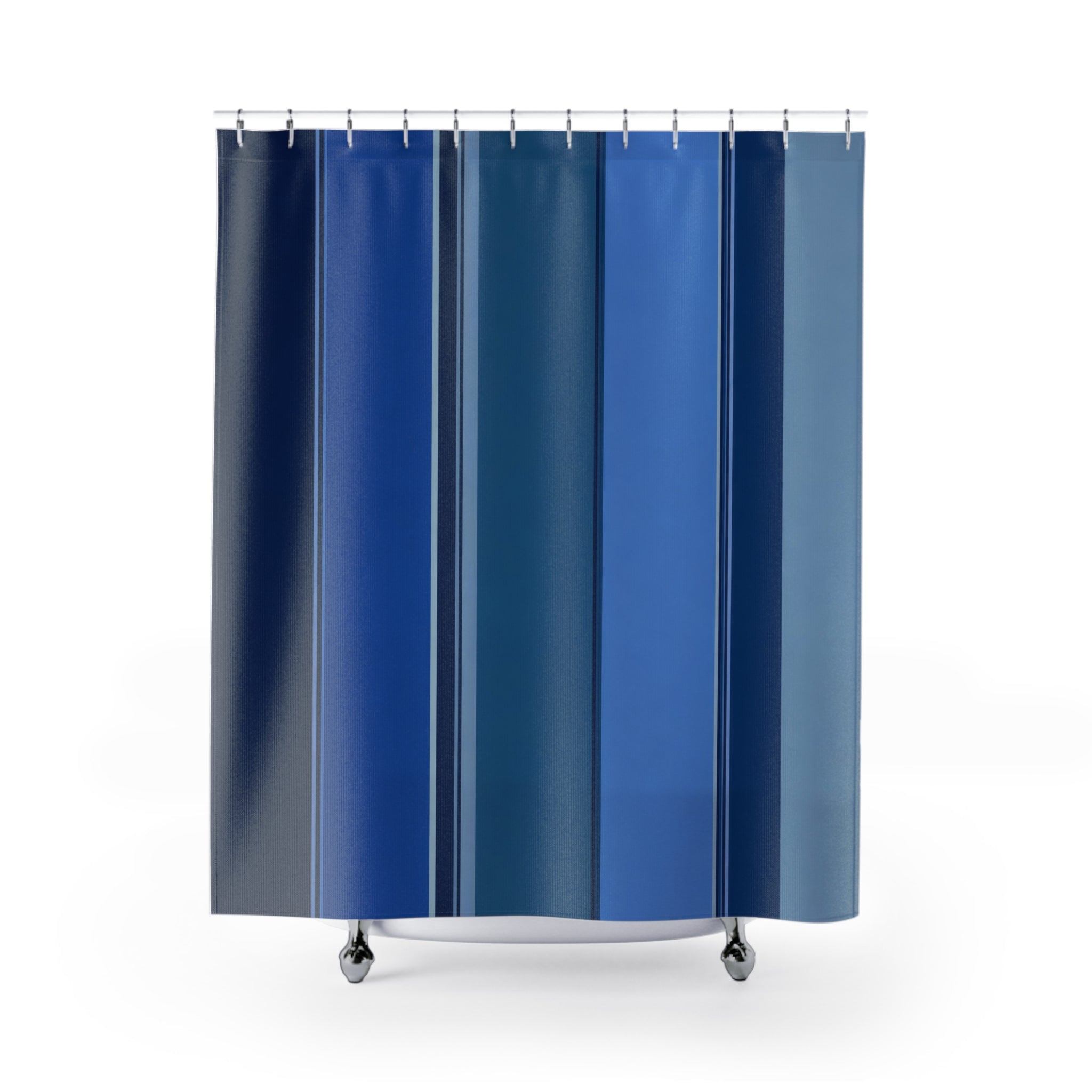 Cobalt Navy Color Block Stripe Shower Curtain