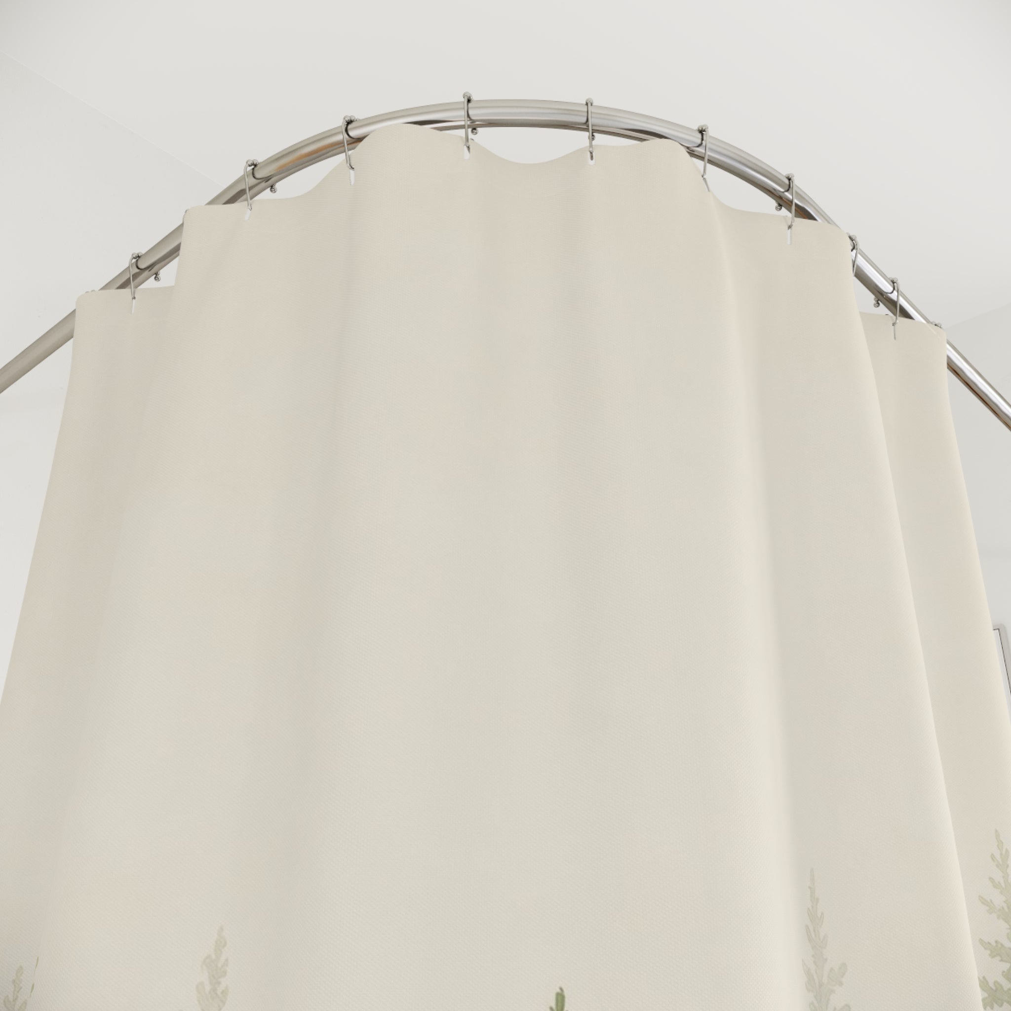 Minimal Green Tree Edge Print Shower Curtain