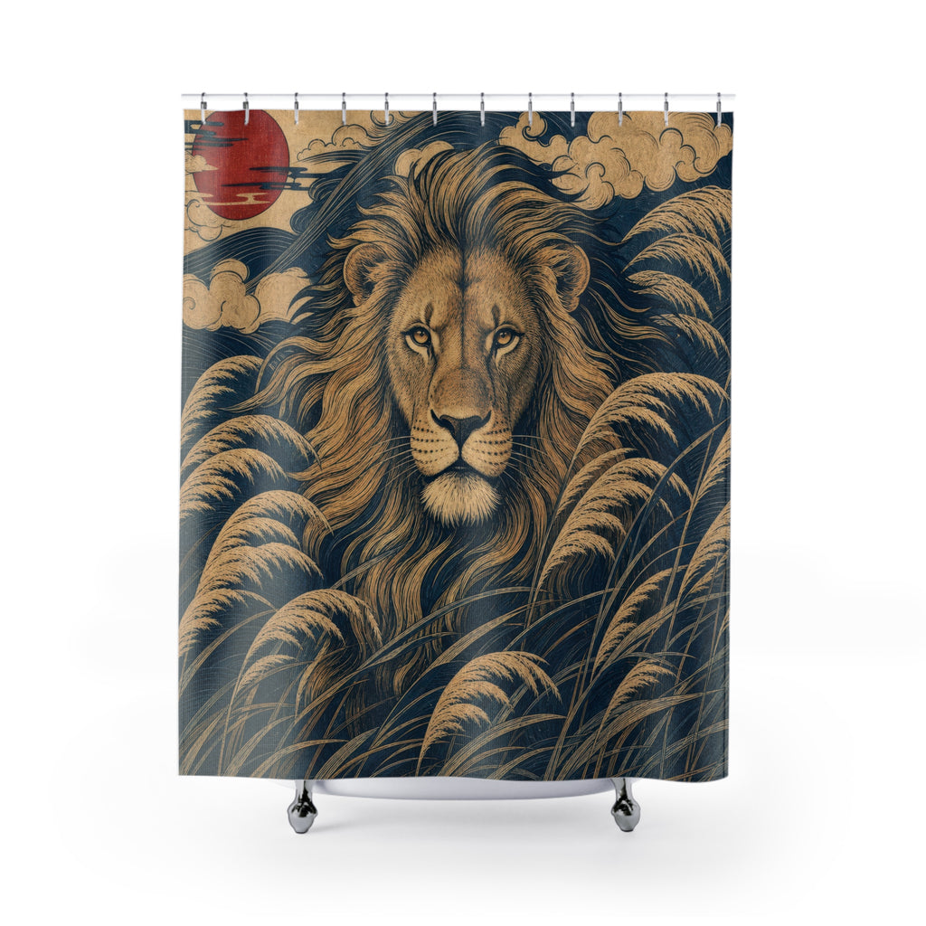 Blue Ocean Wave Animal Portrait Shower Curtain