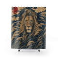 Blue Ocean Wave Animal Portrait Shower Curtain