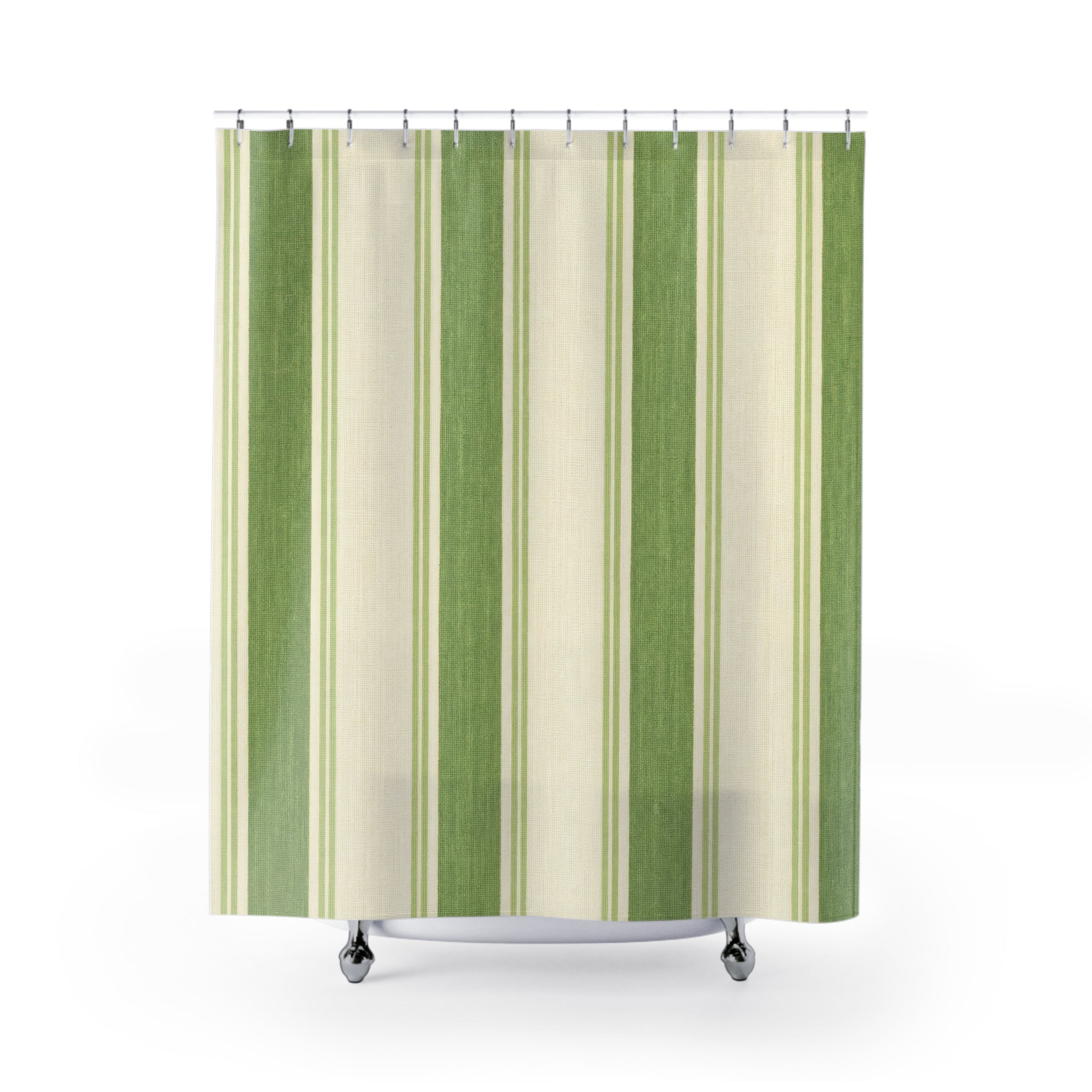 Clover Green Stripe Shower Curtain