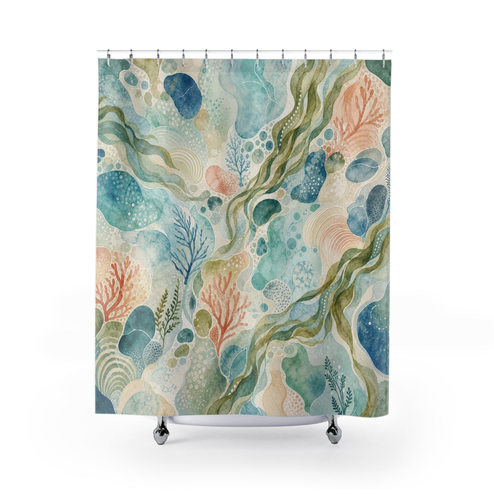 Coral Tidepool Watercolor Shower Curtain