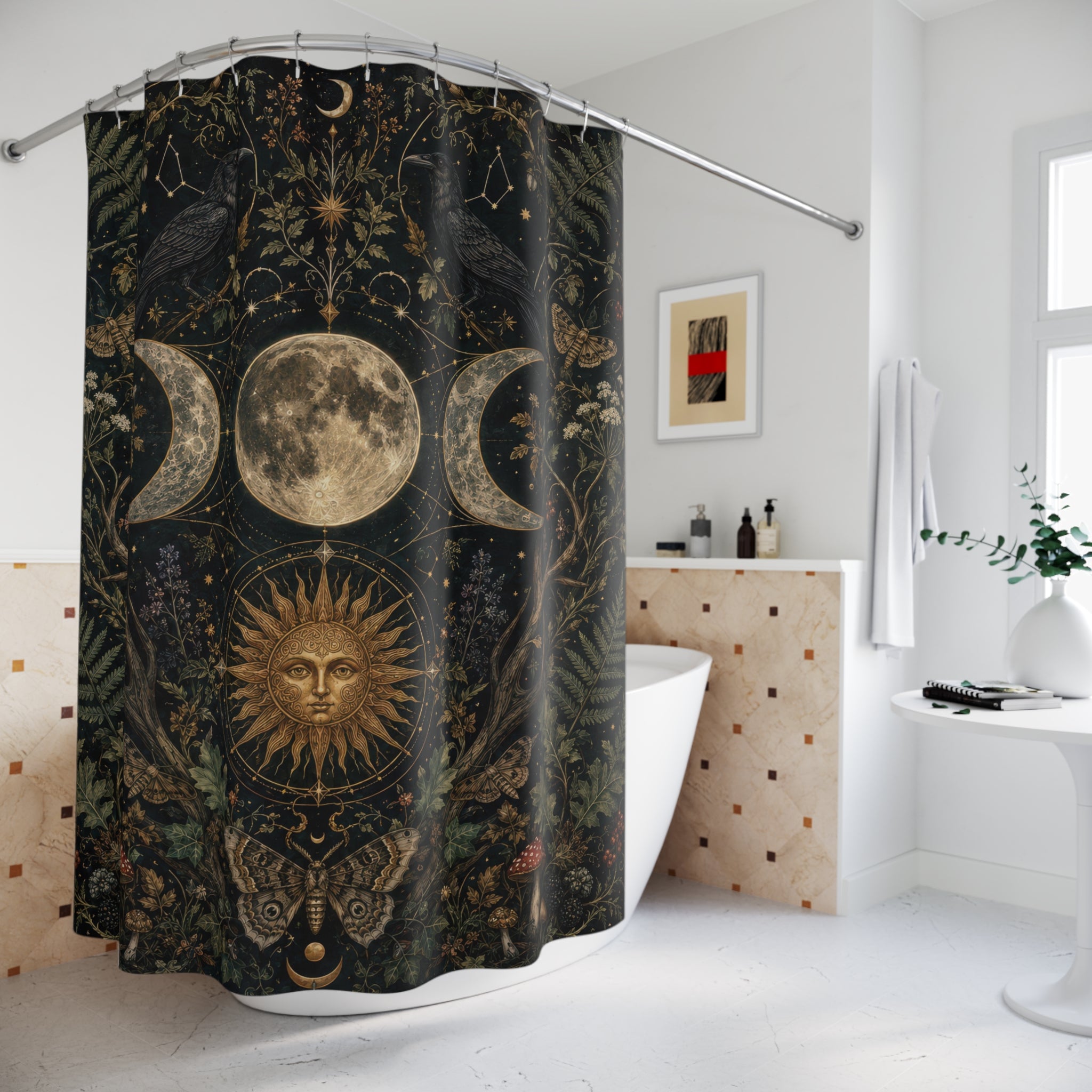 Pagan Shower Curtain: Triple Moon