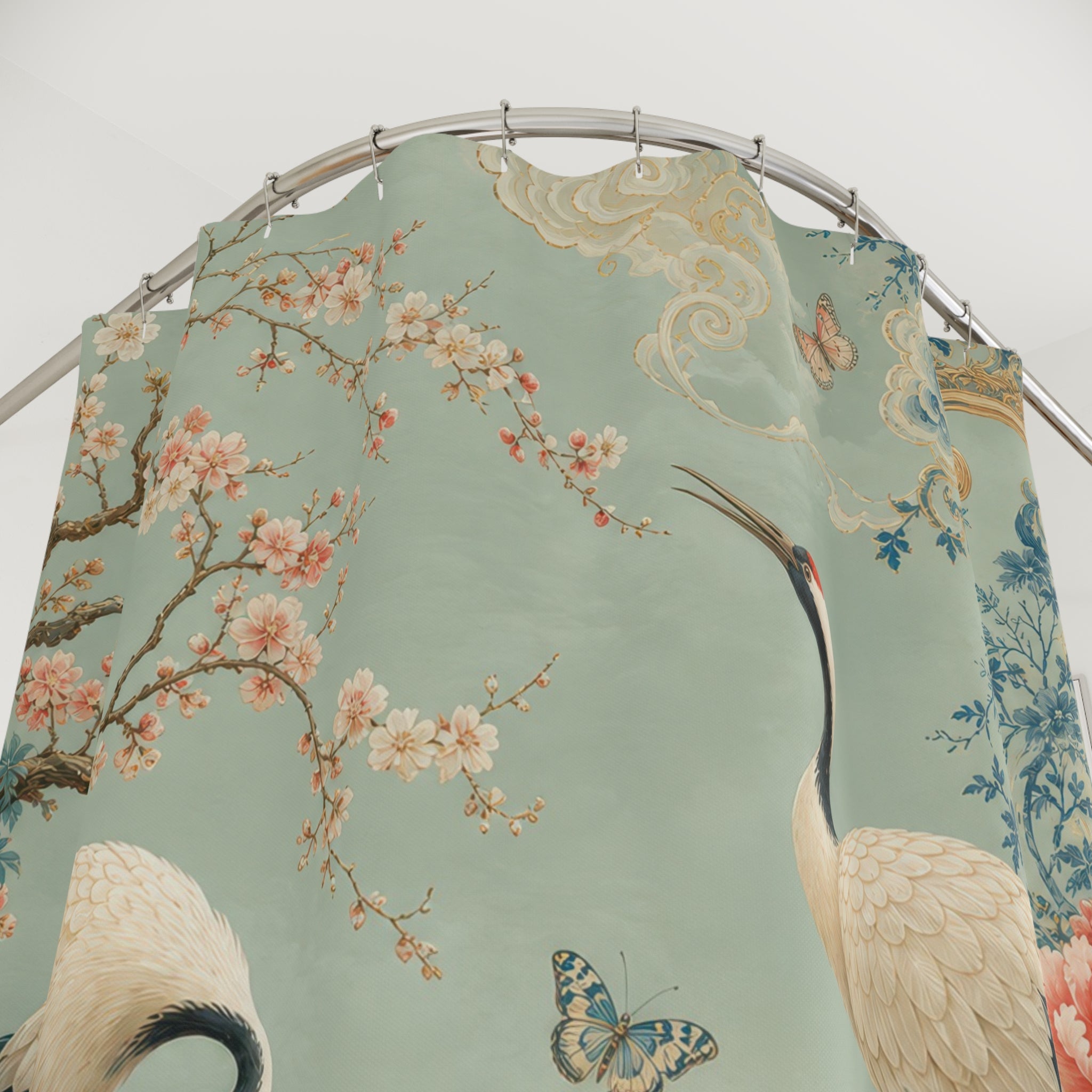 Antique Chinoiserie Crane Shower Curtain