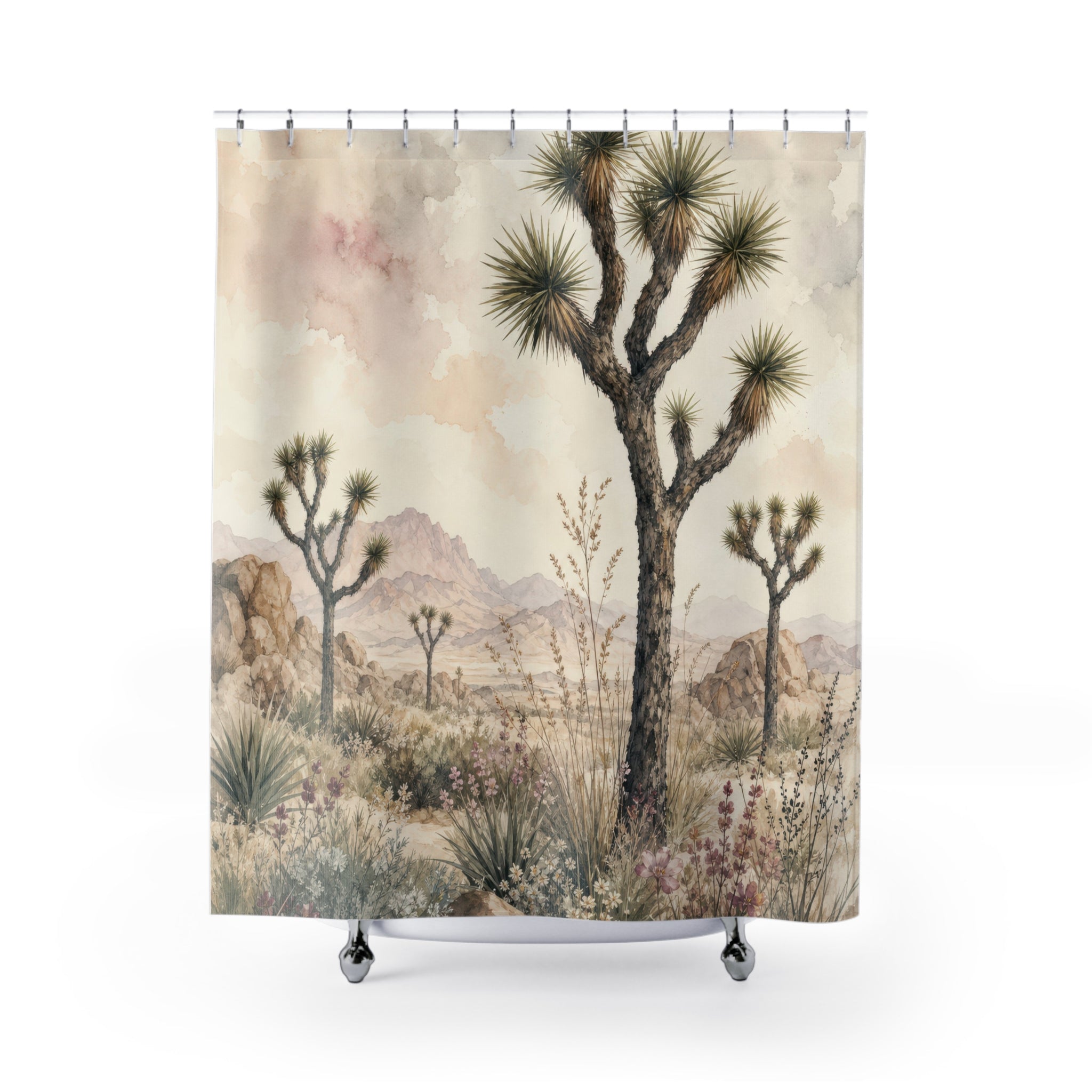 Sage Watercolor Joshua Tree Shower Curtain