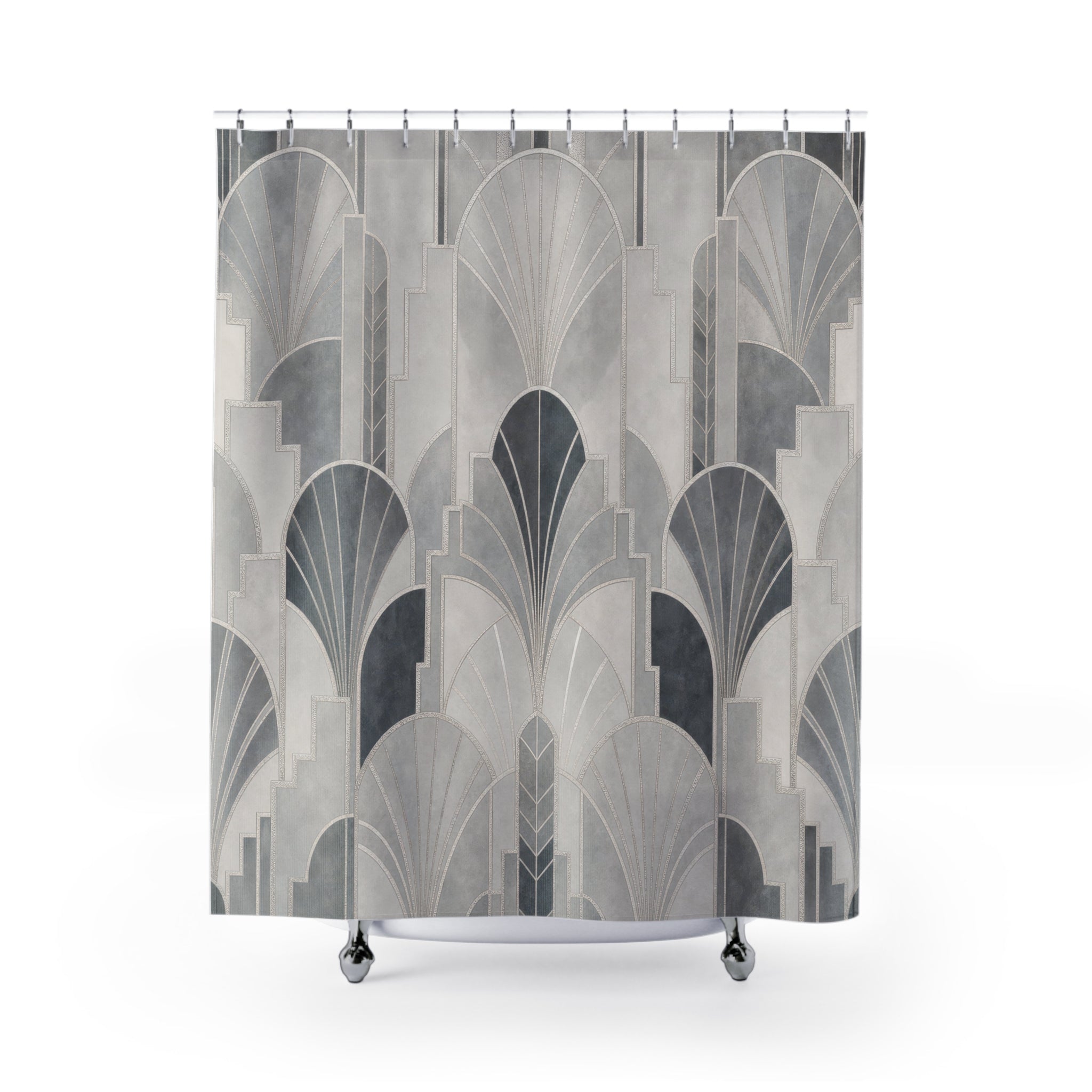 Gray Fan Arch Geometric Shower Curtain