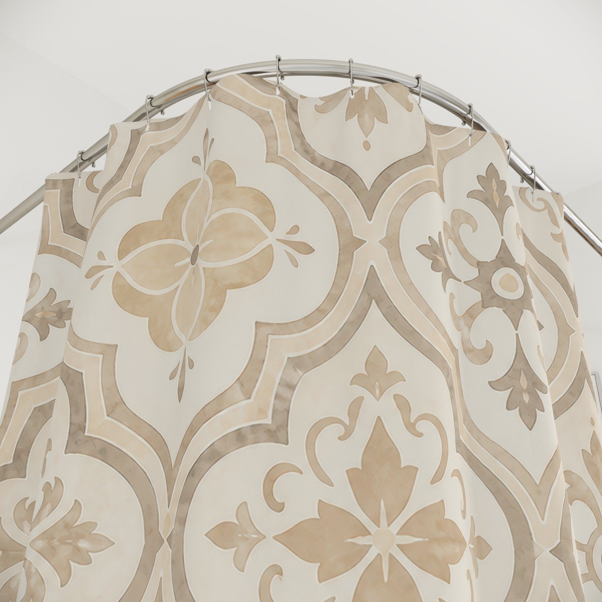 Beige Moroccan Medallion Shower Curtain