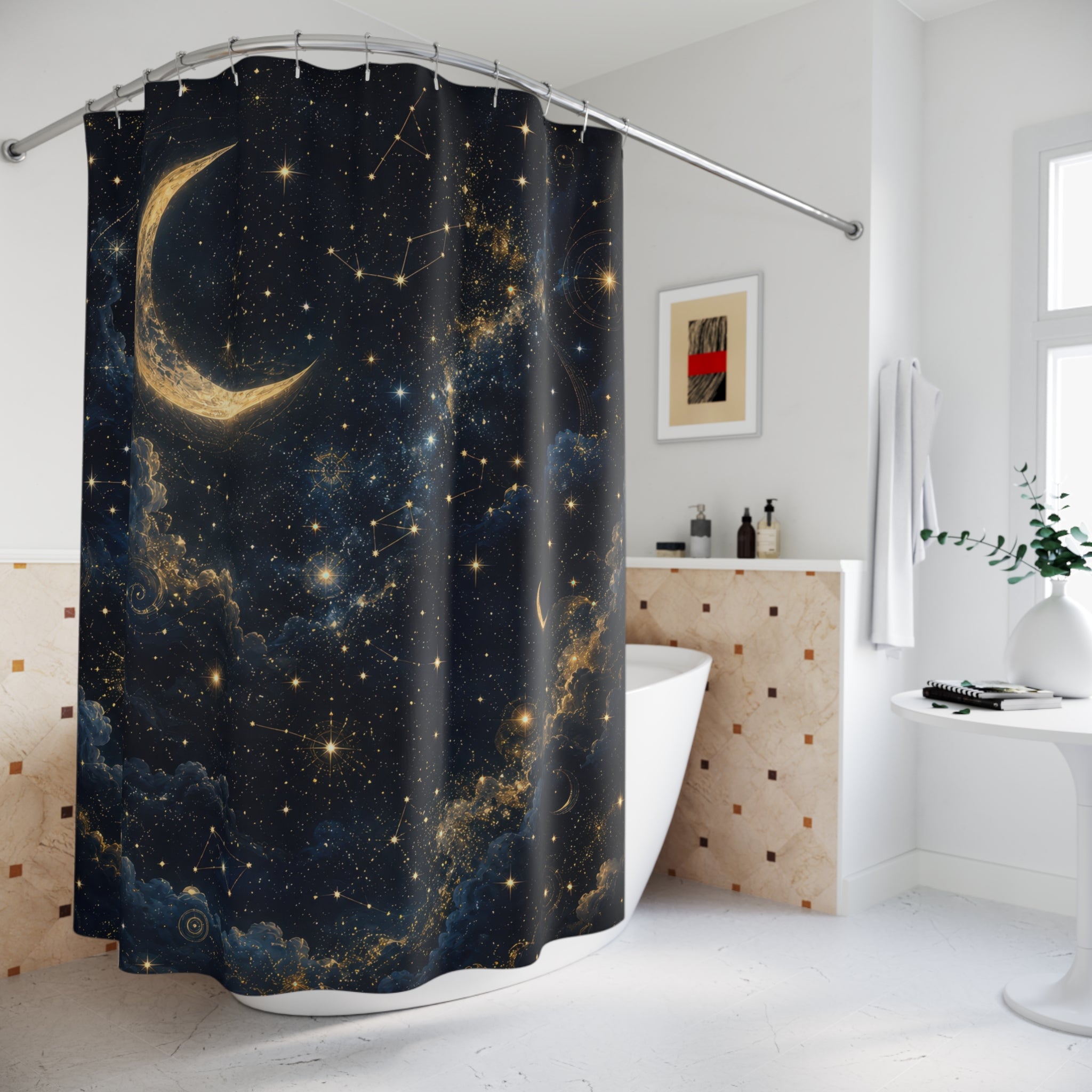 Celestial Shower Curtain: Starry Night Sky