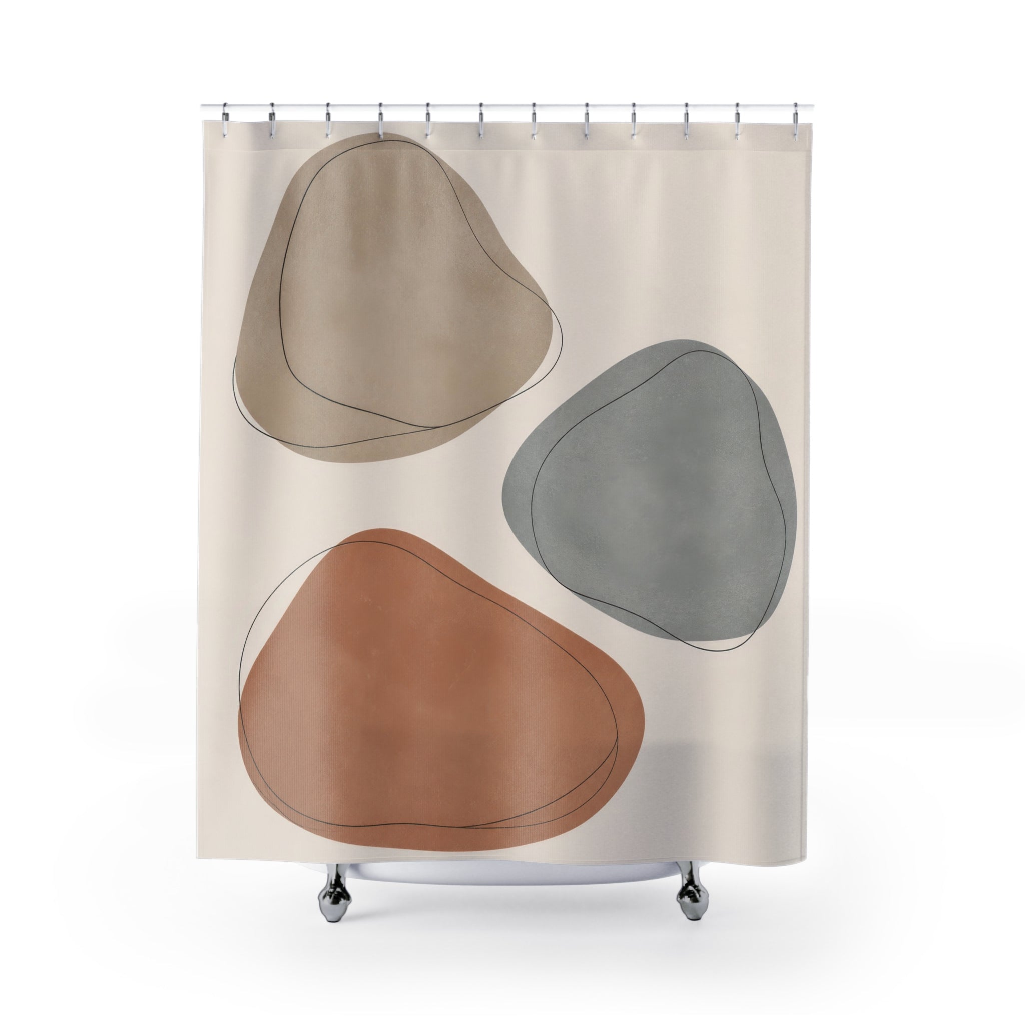 Terracotta Gray Pebble Shape Shower Curtain