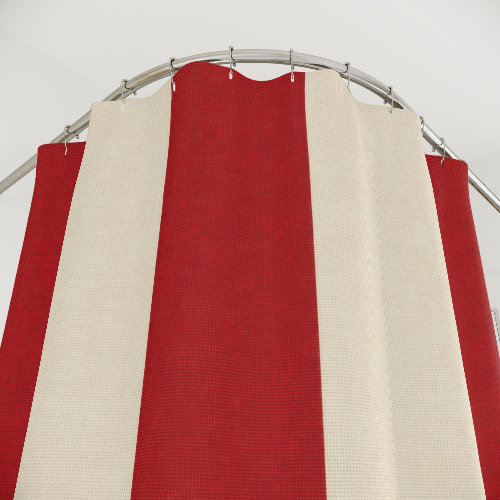 Red and White Cabana Stripe Shower Curtain: Luxury Resort