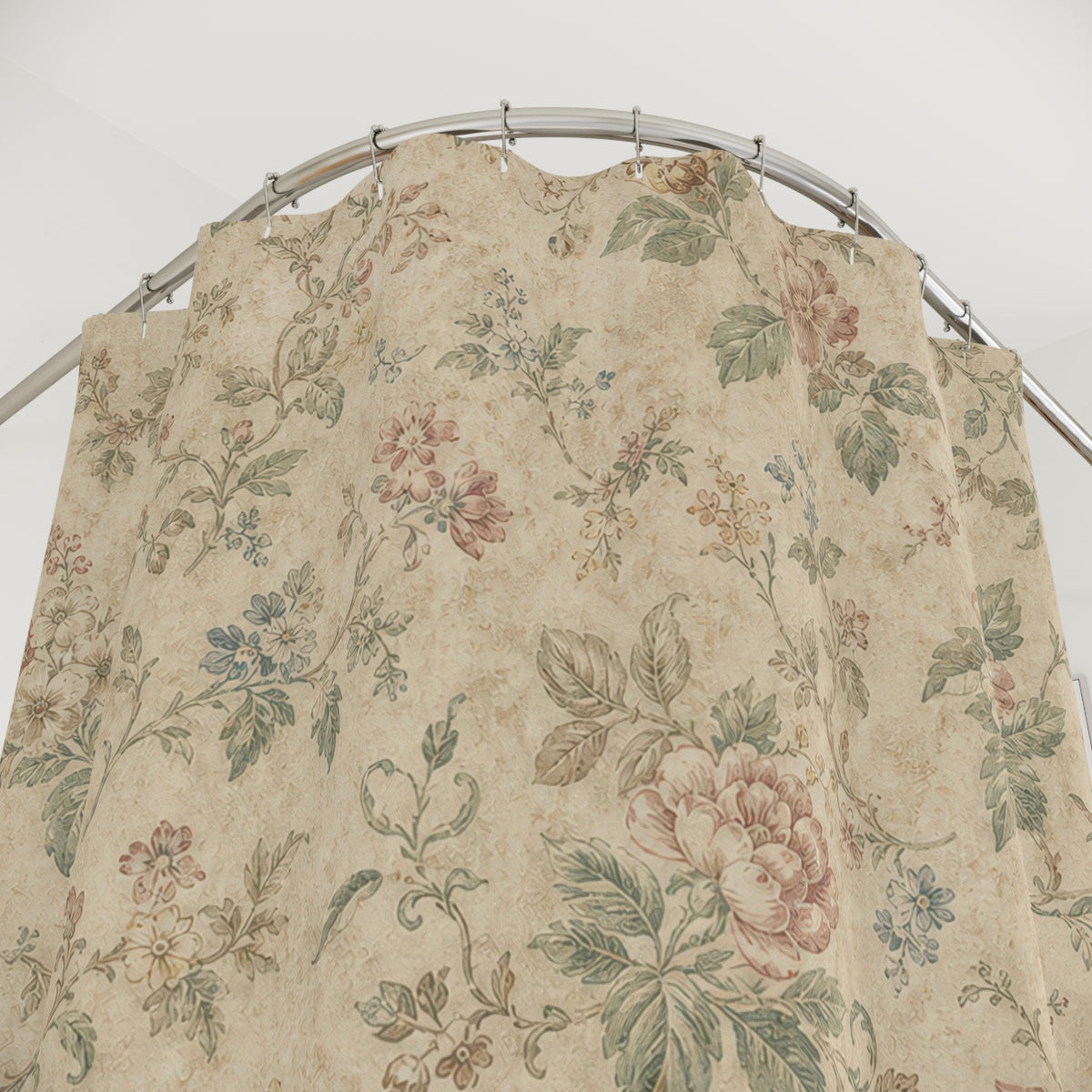 Faded Rose Farmhouse Vintage Floral Shower Curtain