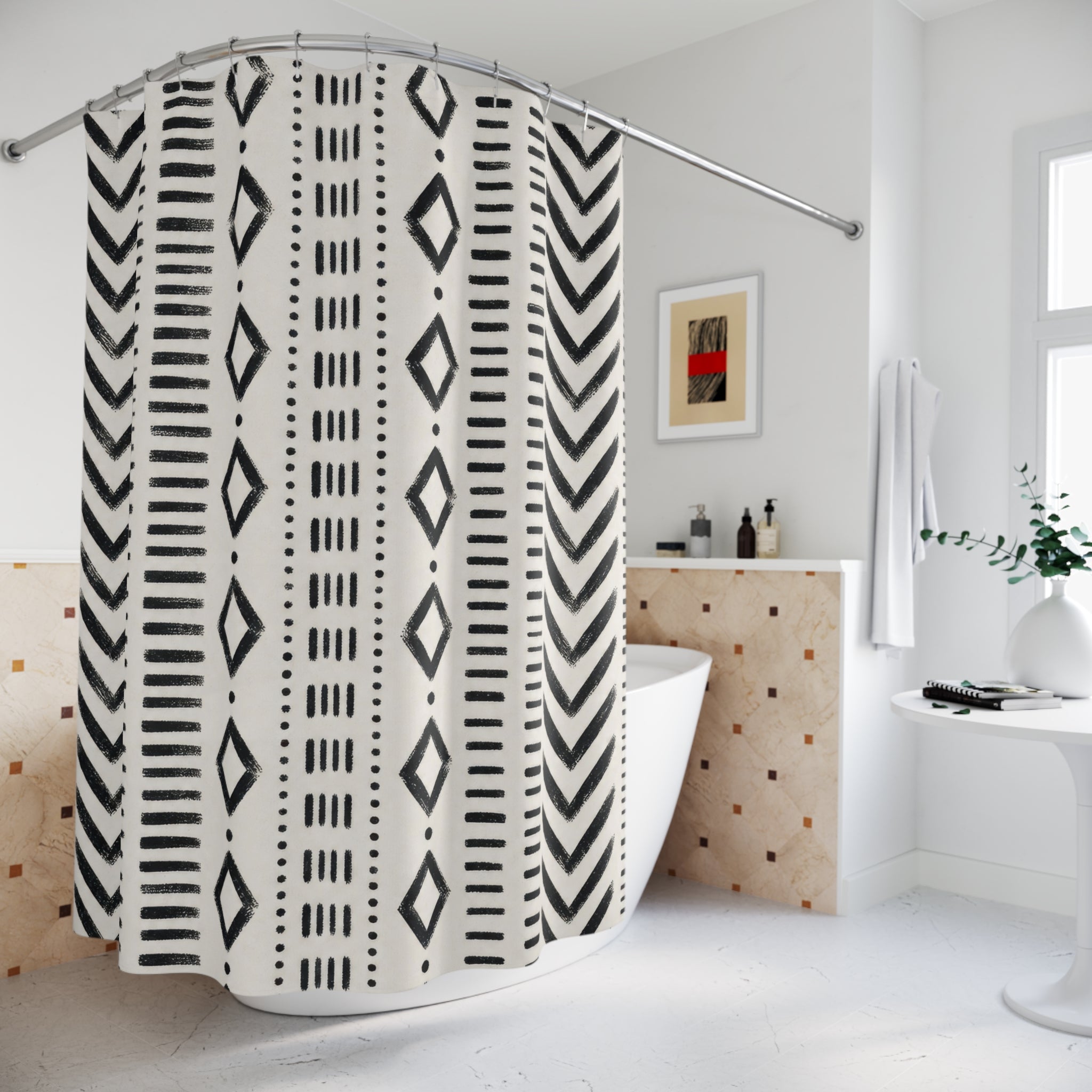 Black White Striped Shower Curtain