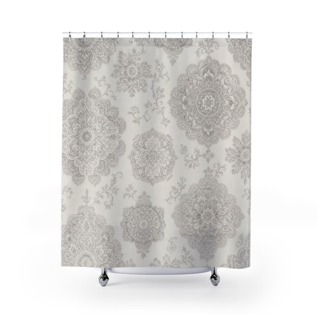 Pale Damask Medallion Shower Curtain