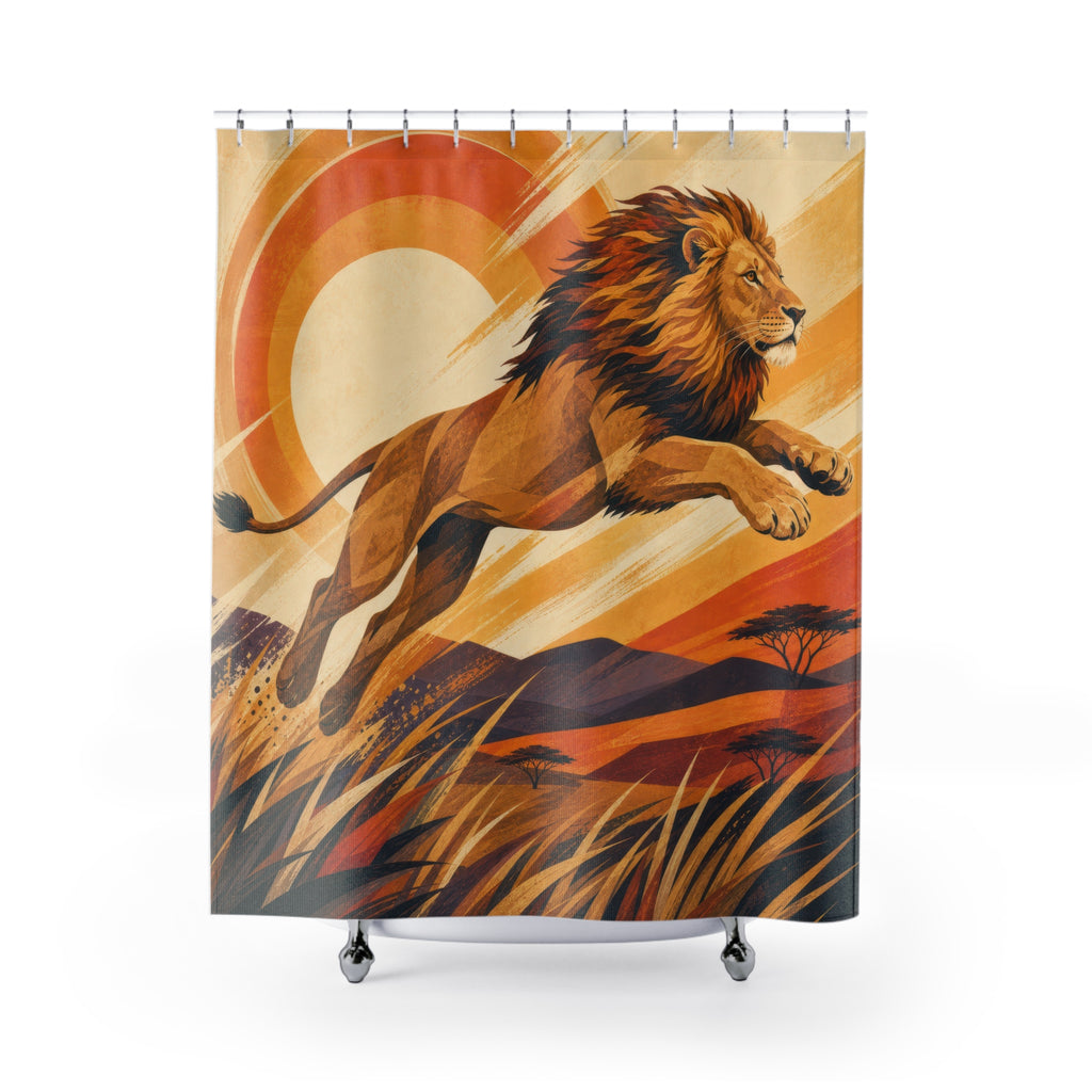 Running Safari Animal Scene Shower Curtain