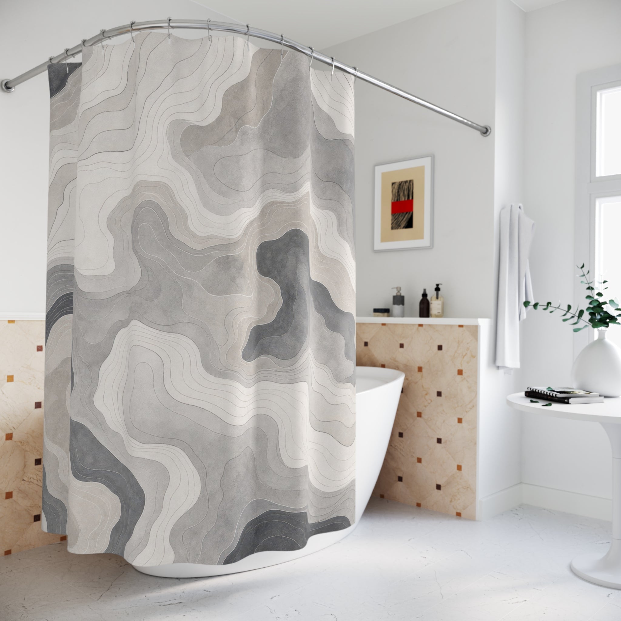 Grey Organic Contour Shower Curtain