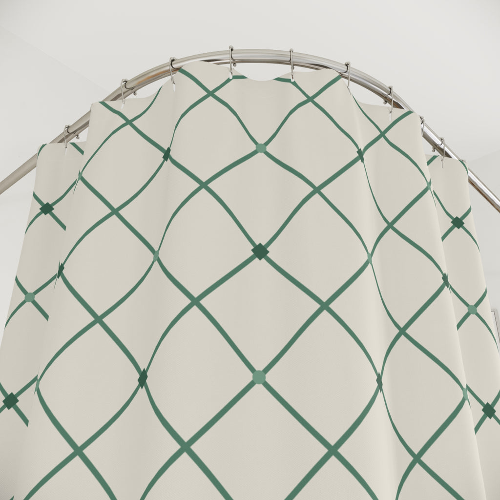 Green Jade Shower Curtain: Asian Lattice