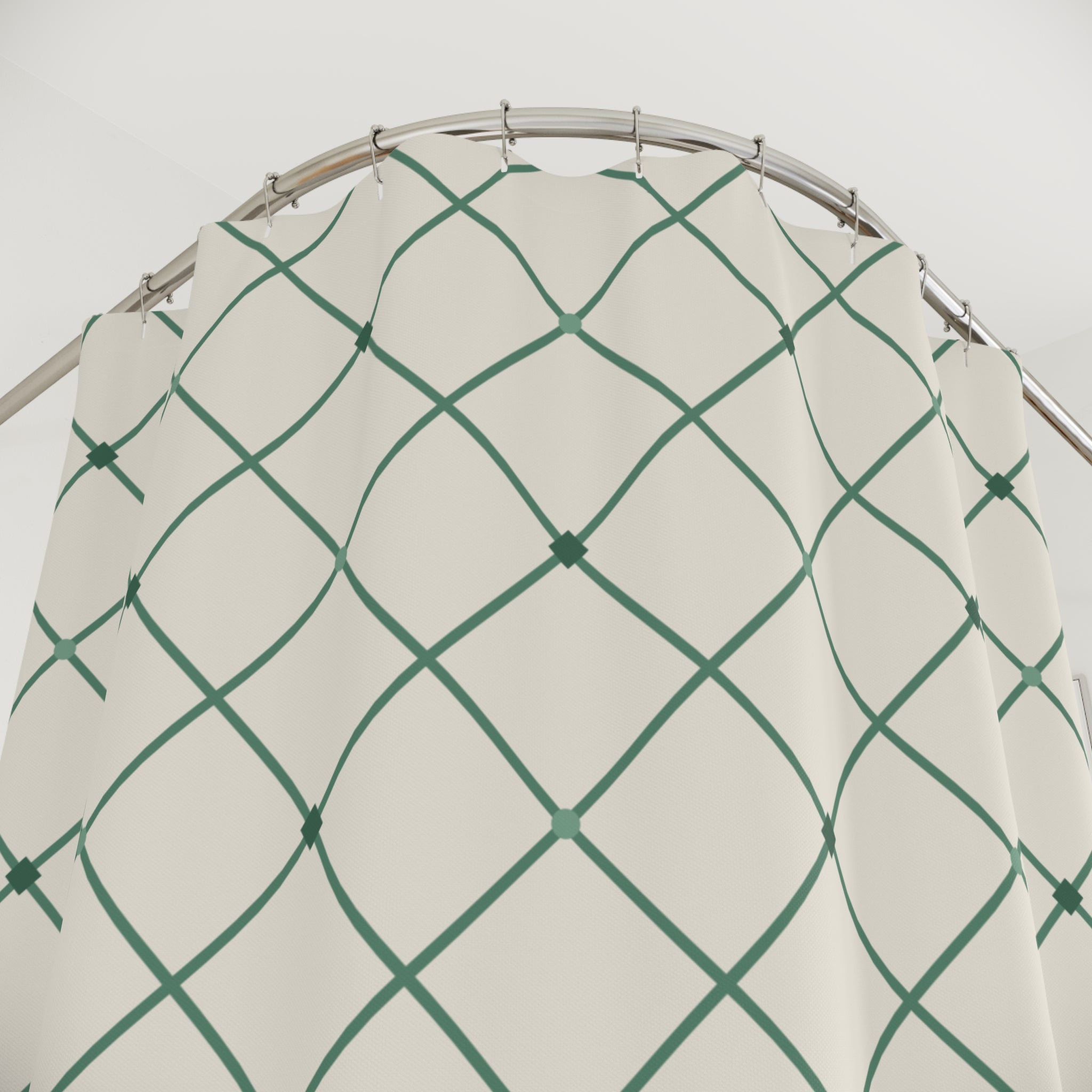 Green Jade Shower Curtain: Asian Lattice