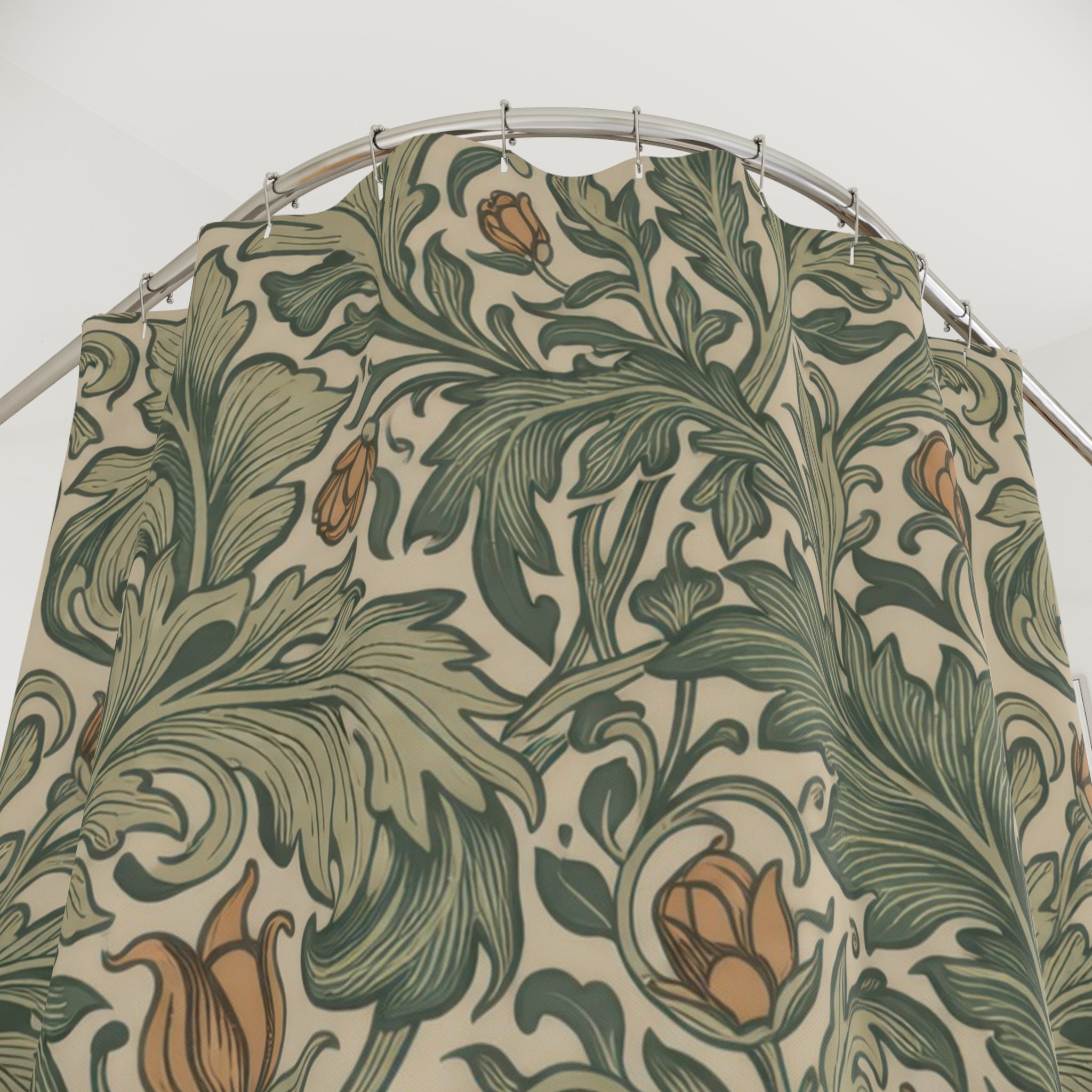 William Morris Botanical Shower Curtain – Sage Terracotta