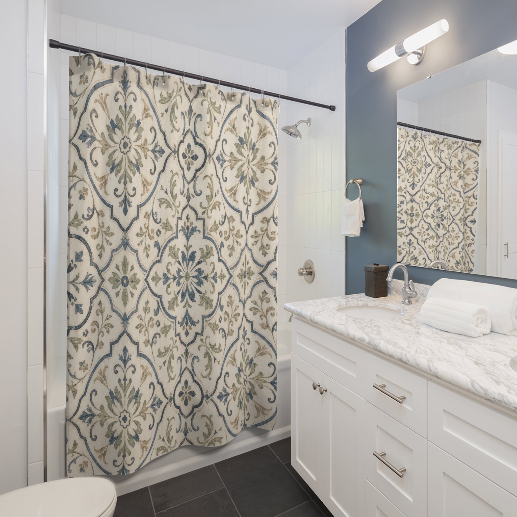 Blue Sage Moroccan Medallion Shower Curtain