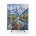 Watercolor Alpine Meadow Stream Shower Curtain