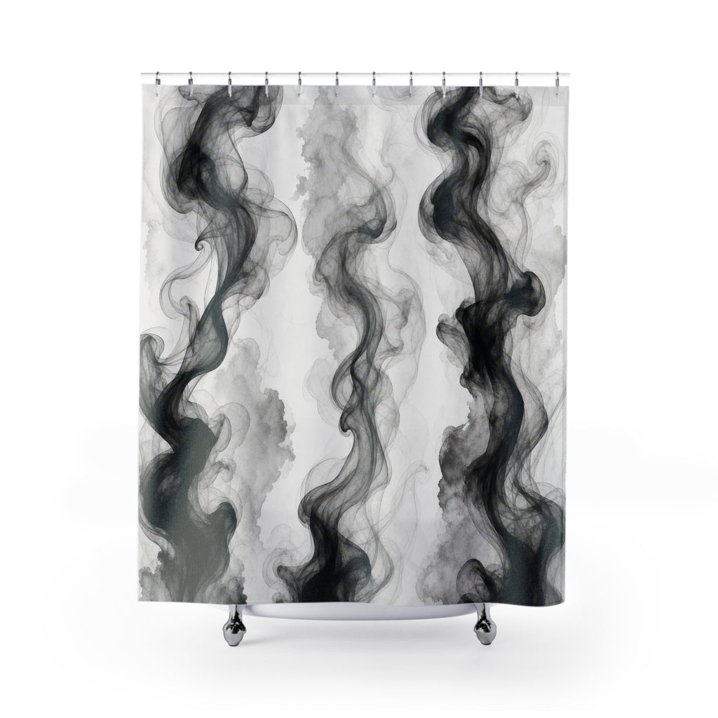 Black White Smoke Ink Shower Curtain
