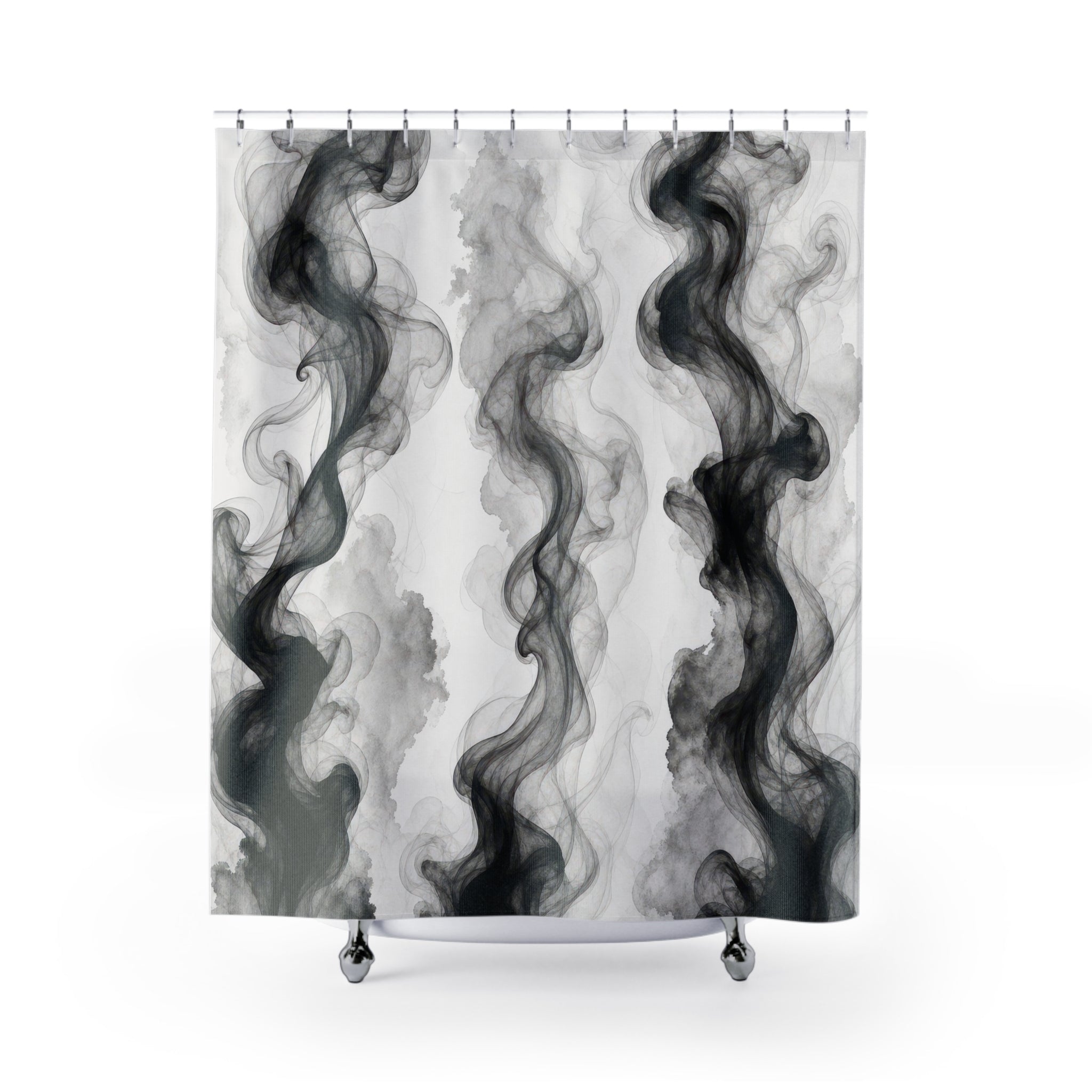 Black White Smoke Ink Shower Curtain