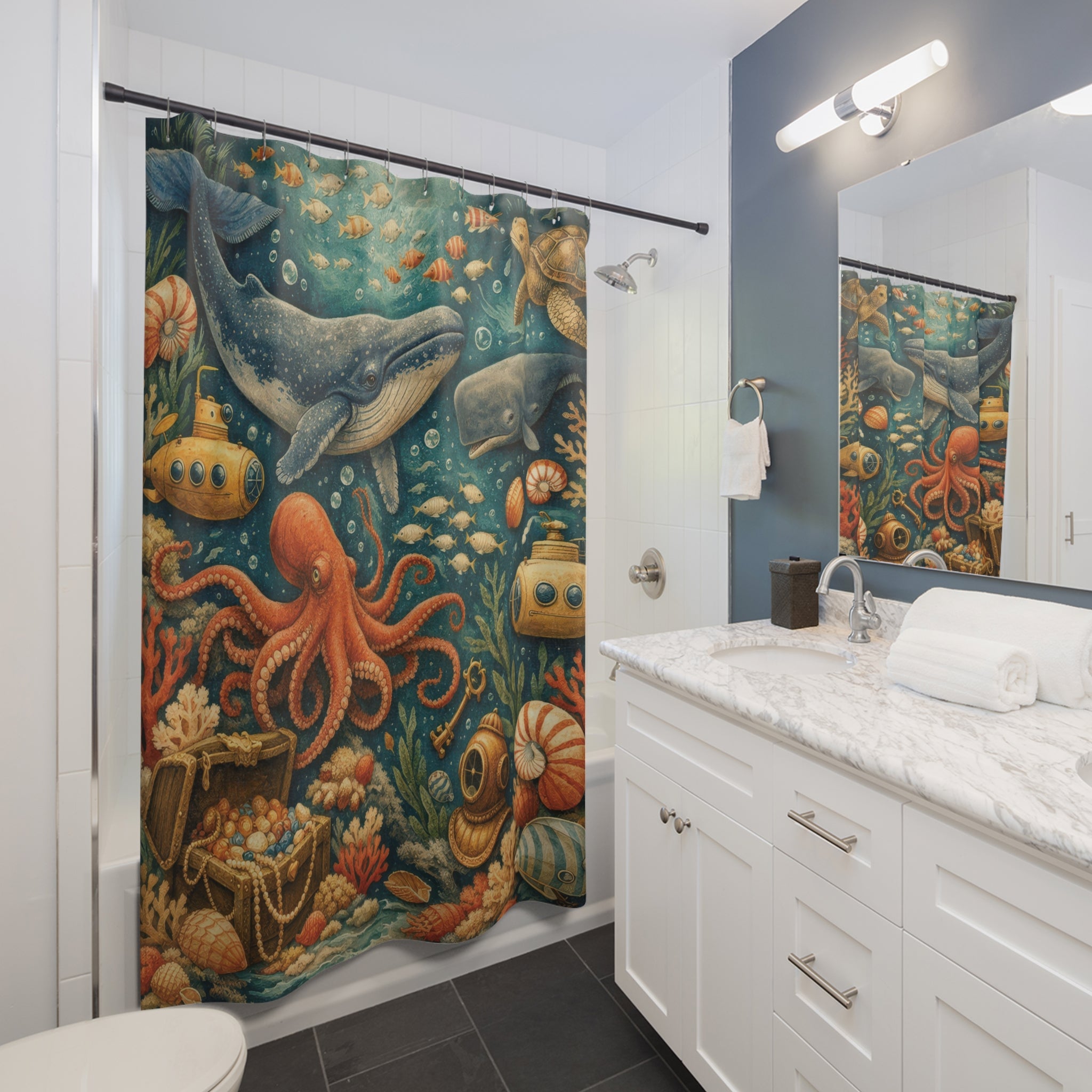 Kids Ocean Shower Curtain – Underwater Adventure
