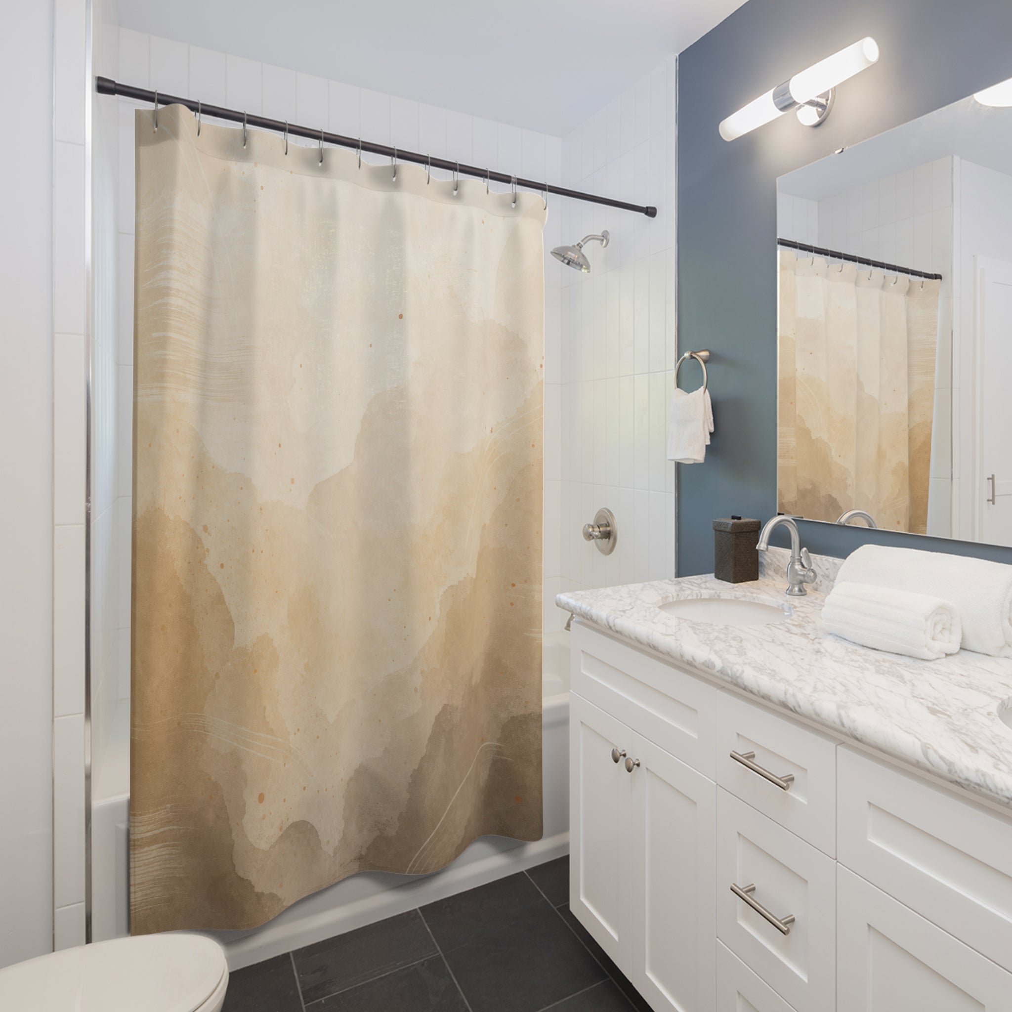 Beige Ombre Watercolor Shower Curtain