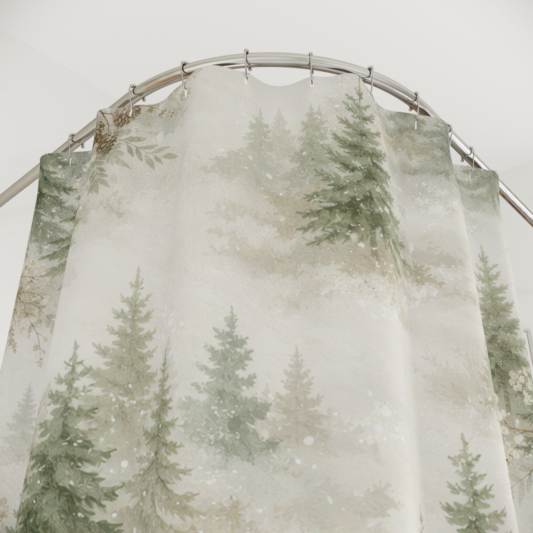 Pine Forest Shower Curtain – Sage Green