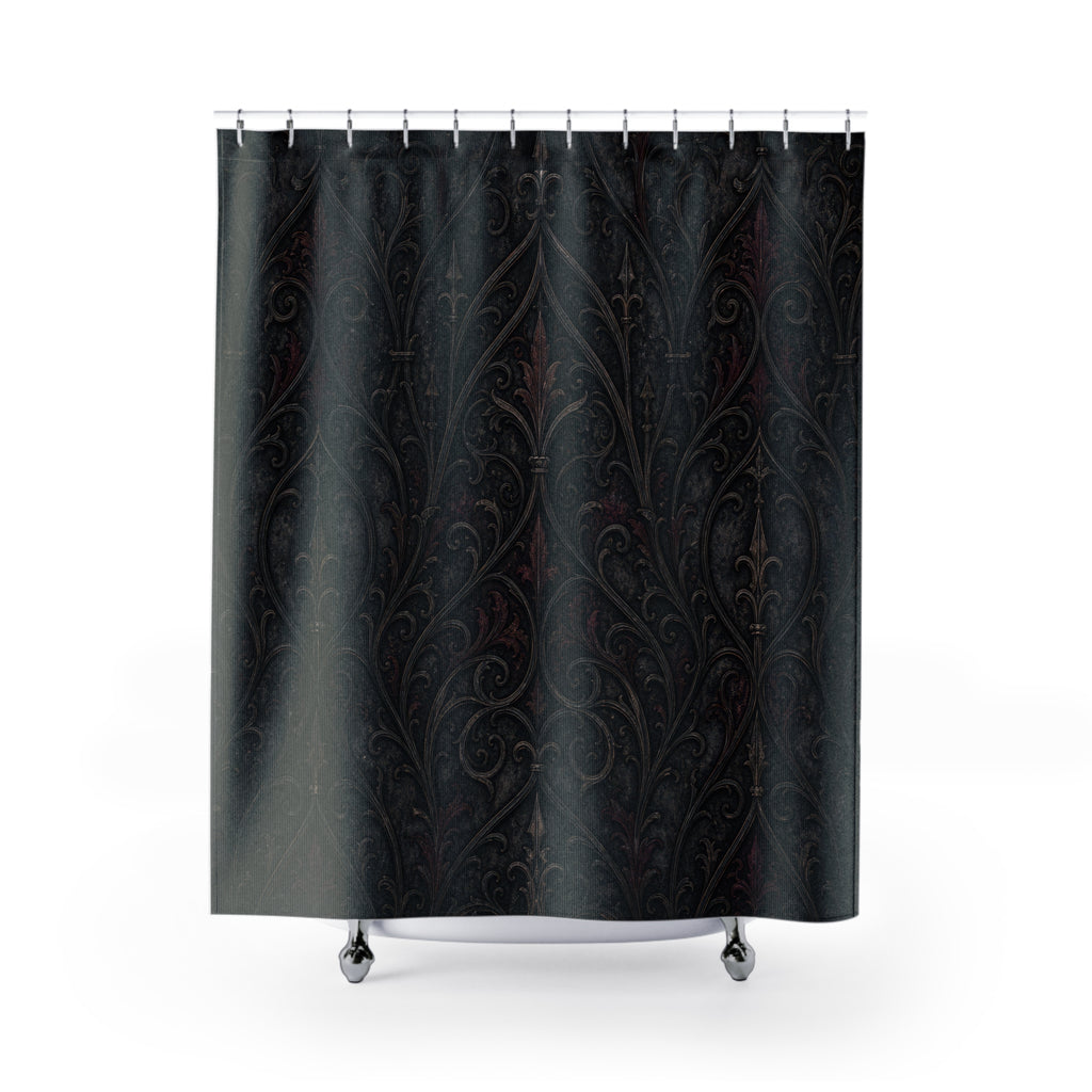 Black Arch Damask Shower Curtain