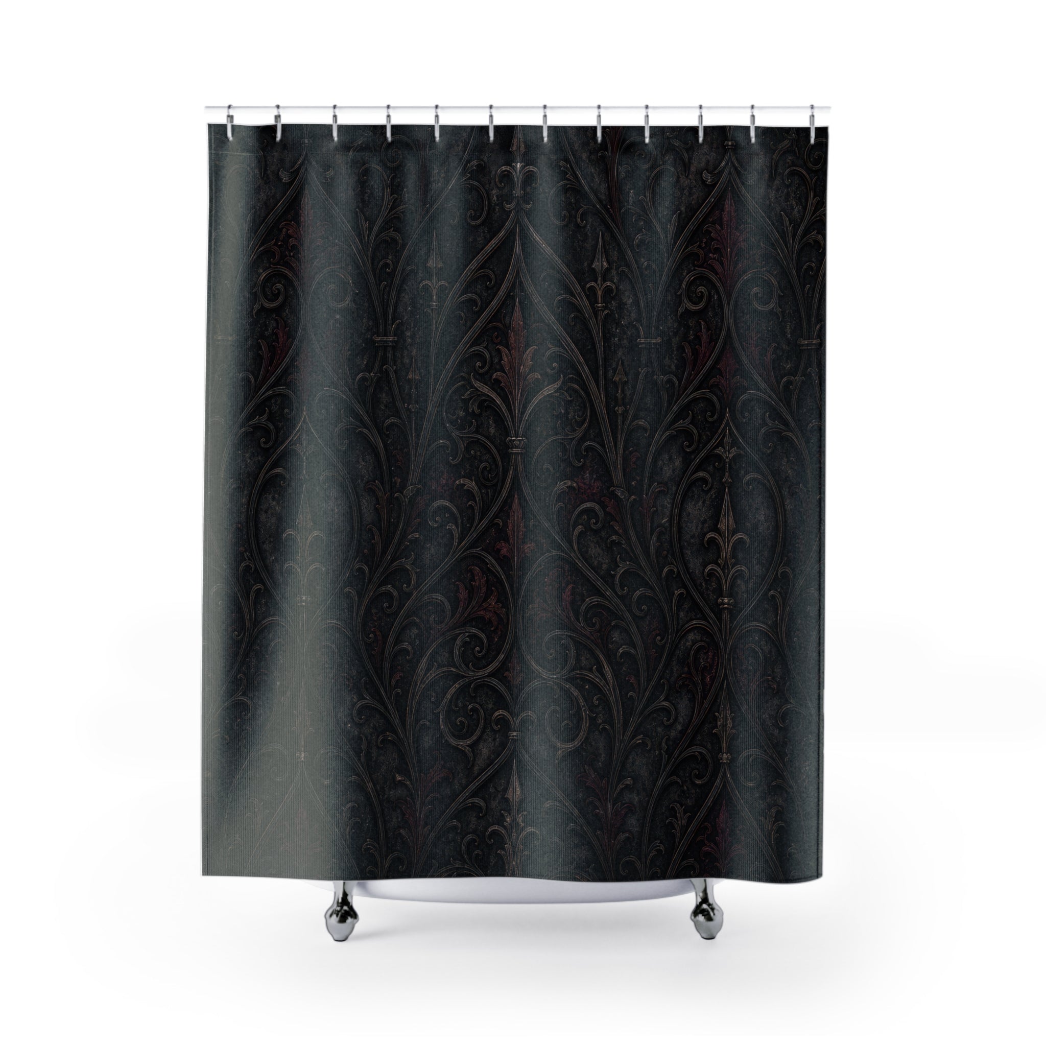 Black Arch Damask Shower Curtain