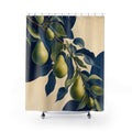 Blue and Green Cascading Pear Branch Shower Curtain