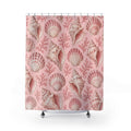 Light pink and ivory seashells with rose coral shower curtain with full front view