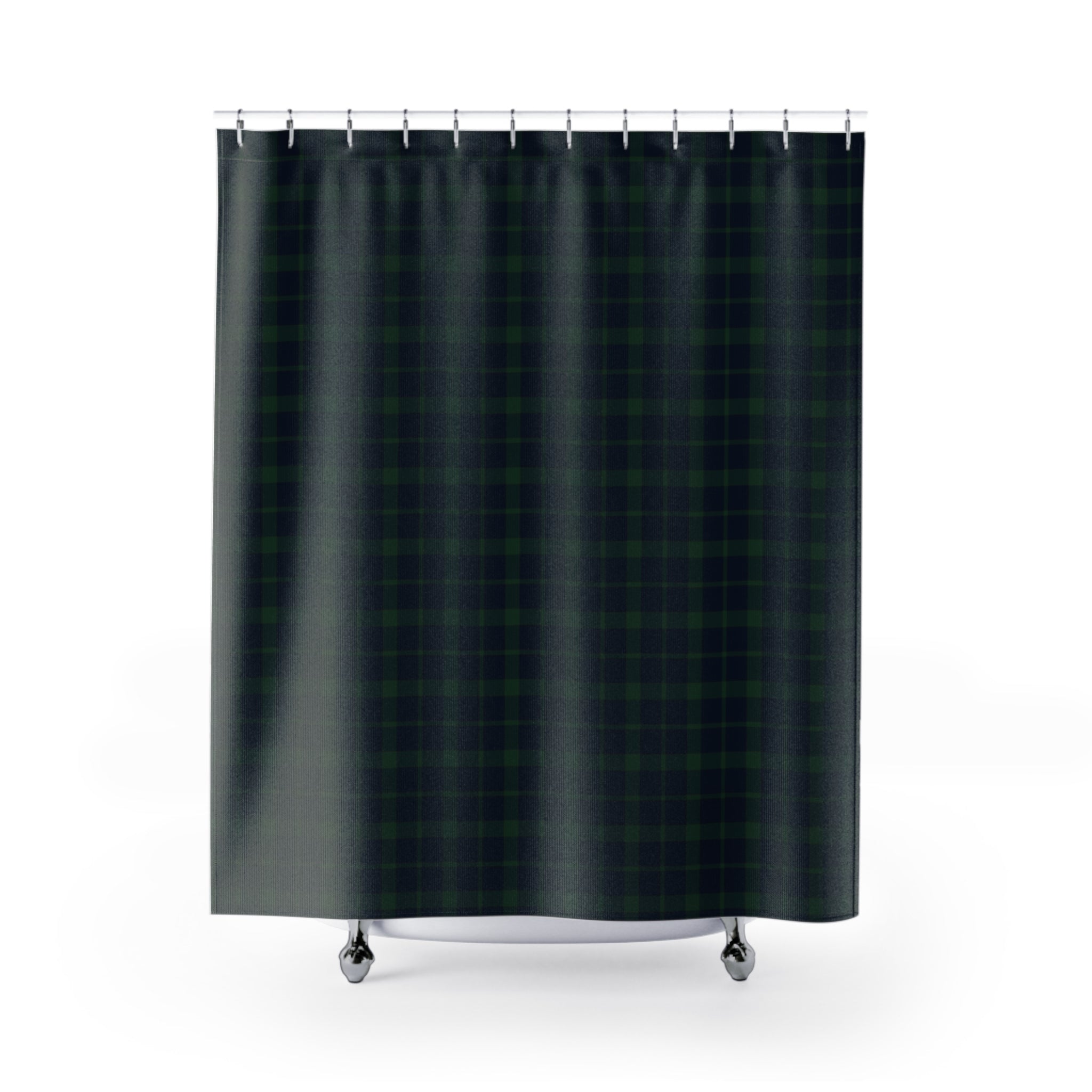 Black Watch Plaid Shower Curtain – Navy & Forest Green