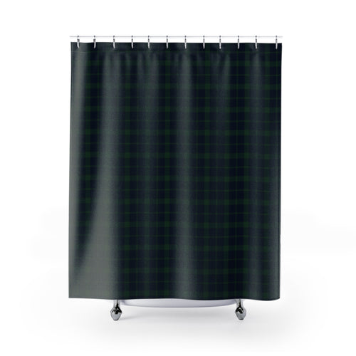 Black Watch Plaid Shower Curtain – Navy & Forest Green