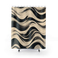Black Cream Wavy Brush Stripe Shower Curtain