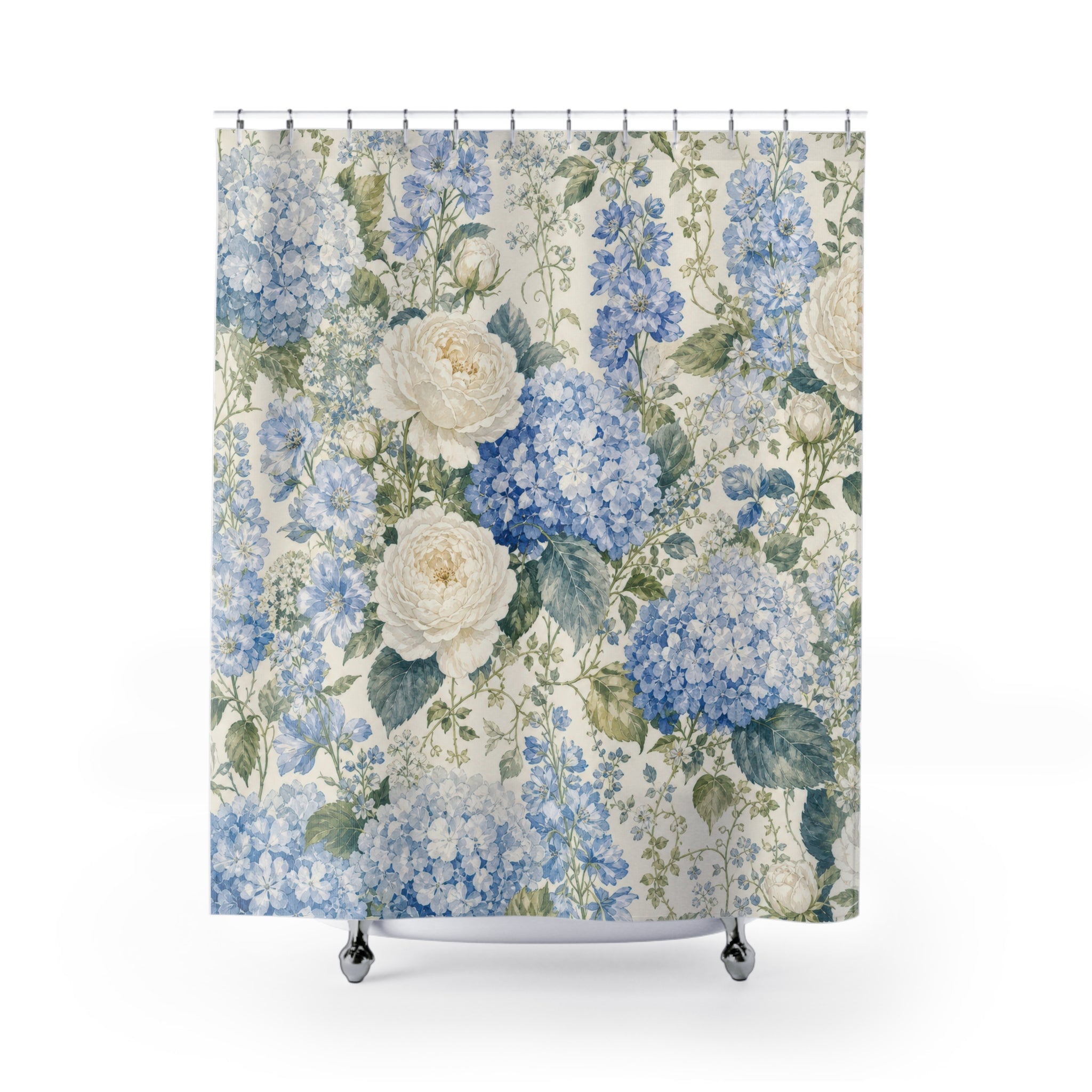 Blue Hydrangea Rose Shower Curtain