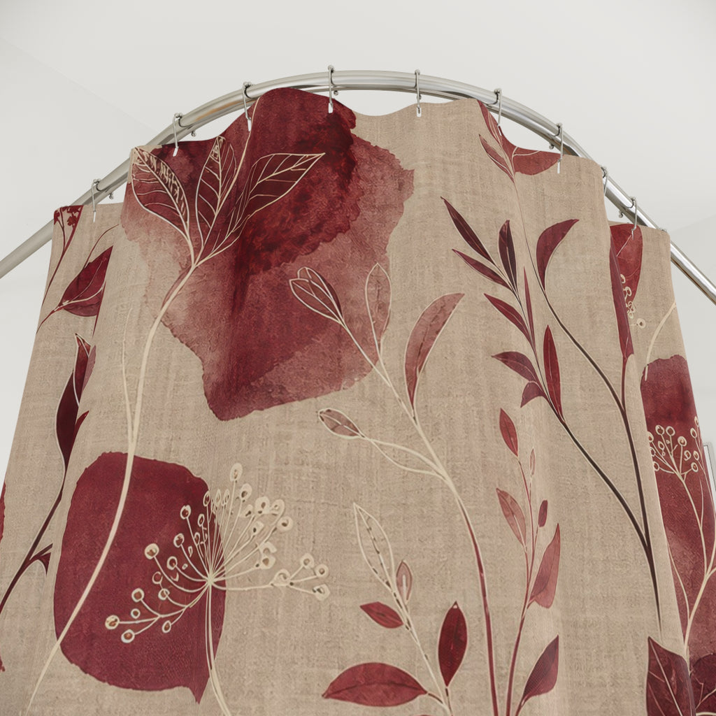 Burgundy Botanical Shower Curtain