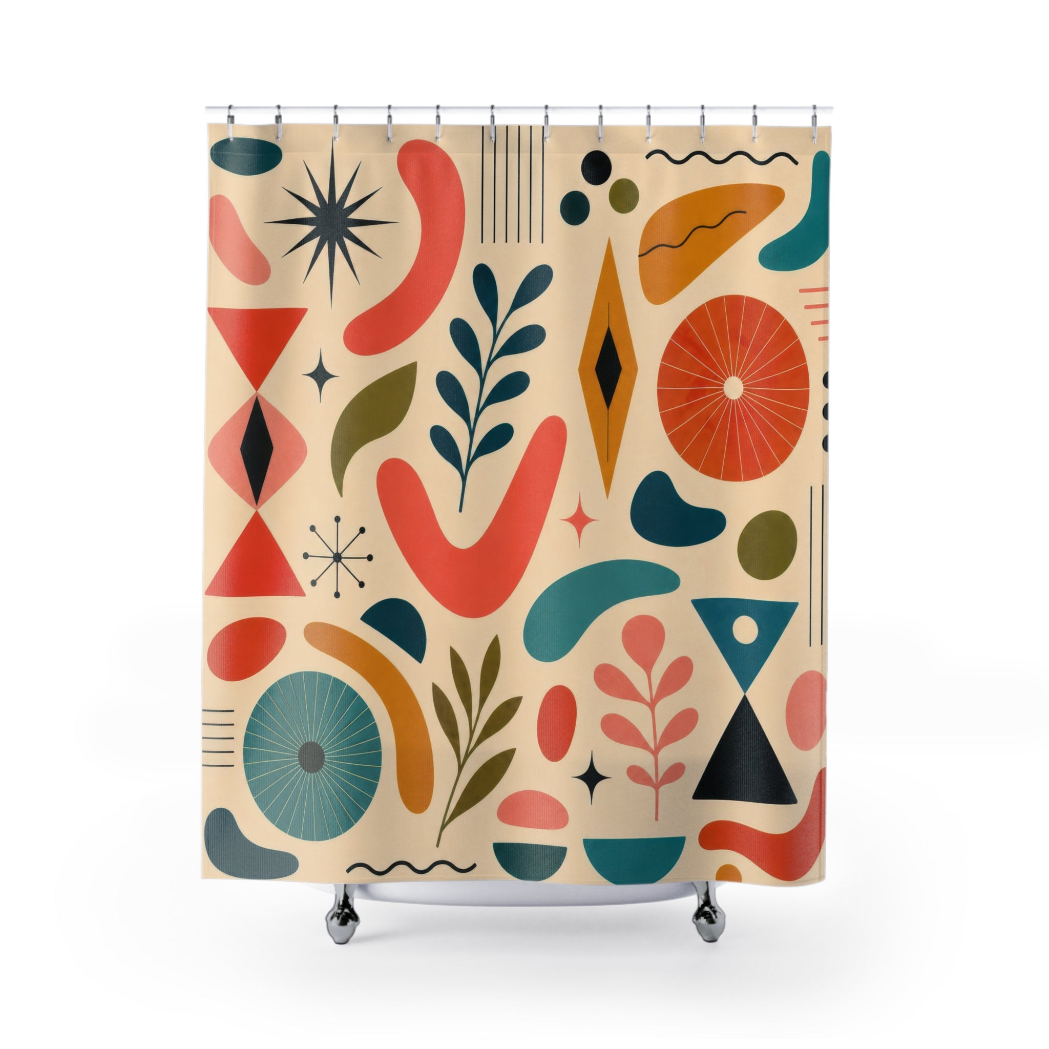 Colorful Retro Geometric Mid Century Modern Shower Curtain