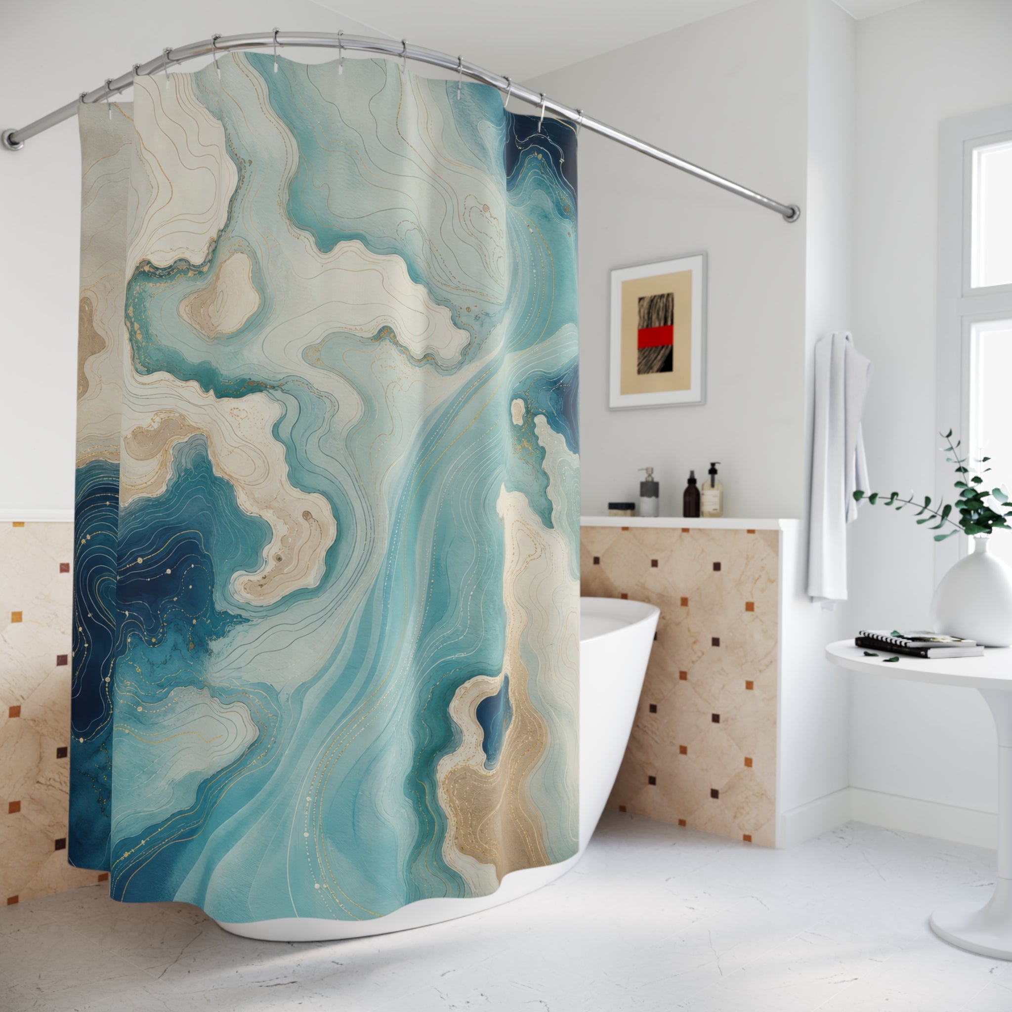 Bathymetric Currents Coastal Shower Curtain
