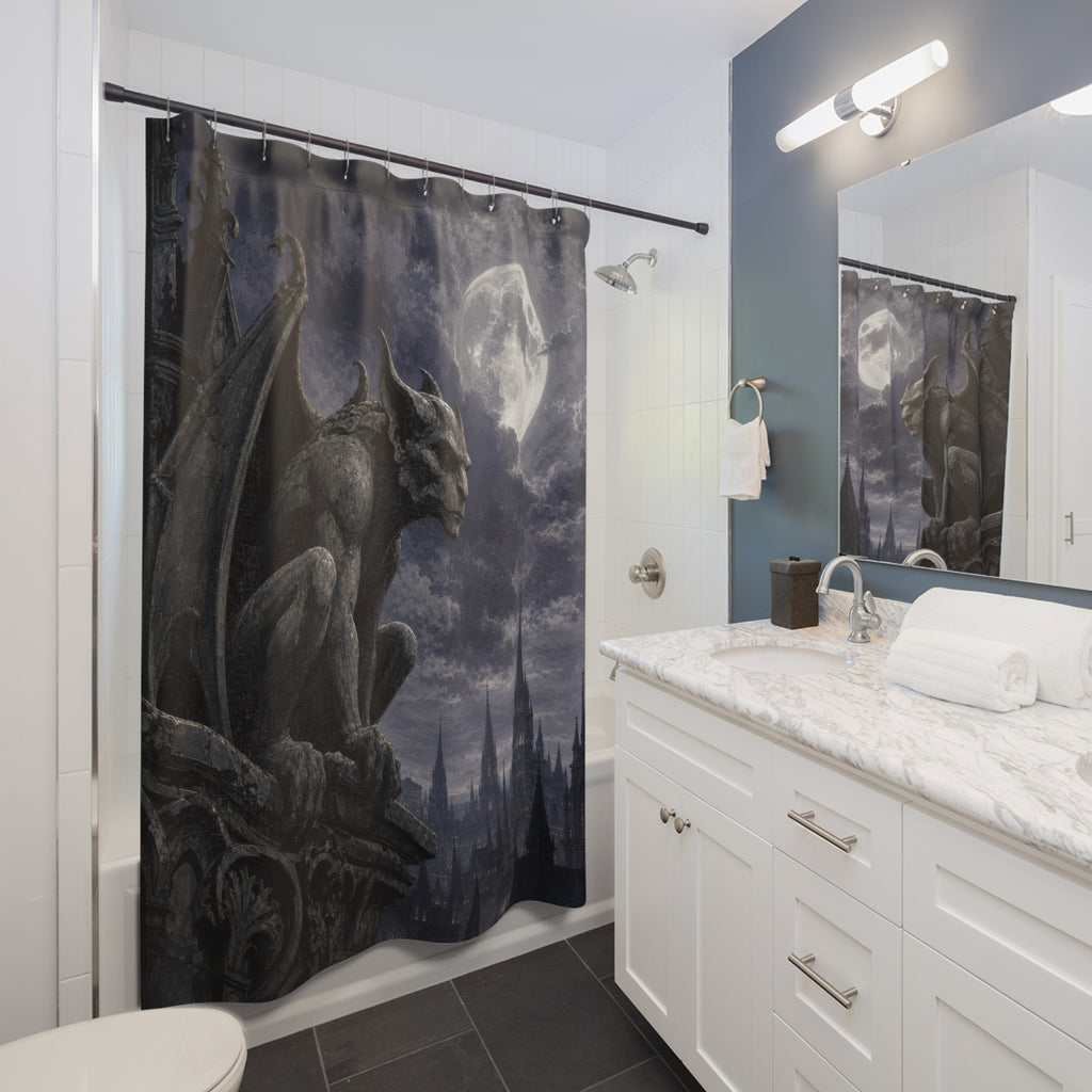 Moonlit Gargoyle Shower Curtain