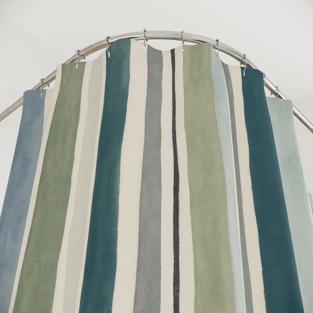 Watercolor Vertical Stripe Shower Curtain
