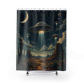 UFO Shower Curtain: Desert Night Sky Flying Saucer