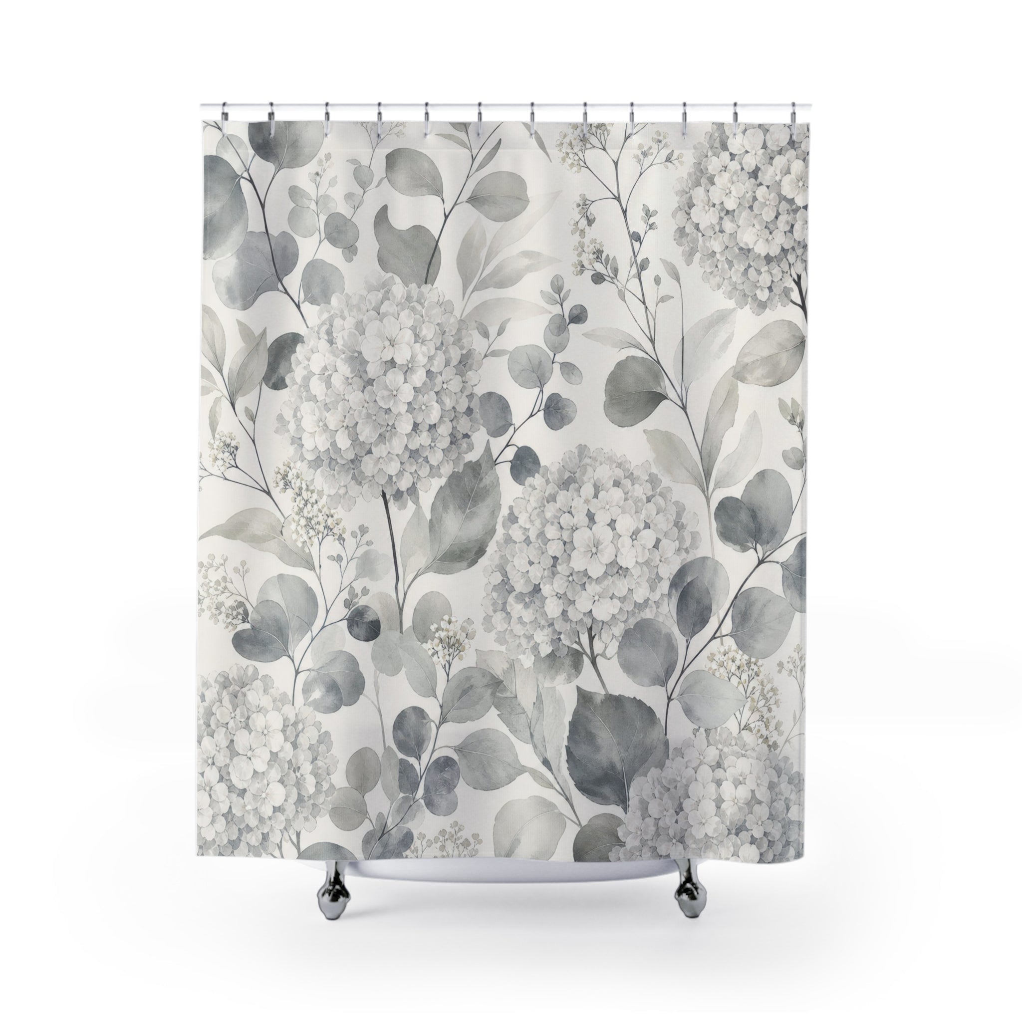 Grey Hydrangea Shower Curtain