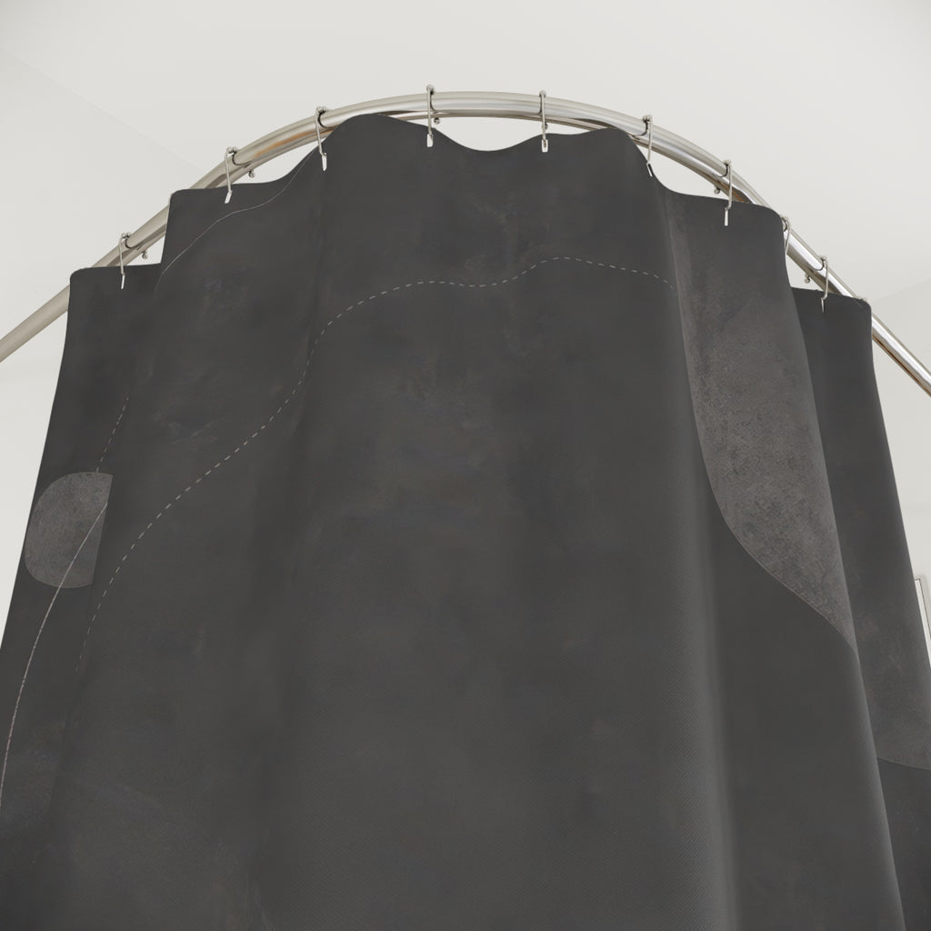Celestial Shower Curtain, Dark Gray Moon Bath Decor, Abstract Orbit Circle Pattern, Modern Guest Bathroom Decor, Moody Space Style