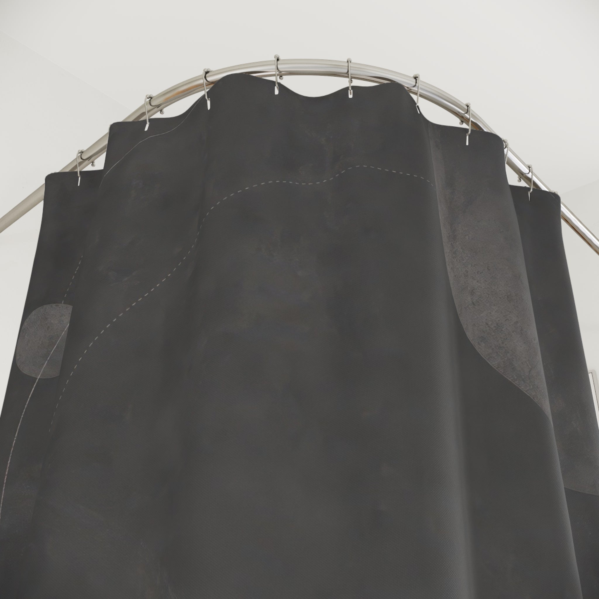 Celestial Shower Curtain, Dark Gray Moon Bath Decor, Abstract Orbit Circle Pattern, Modern Guest Bathroom Decor, Moody Space Style