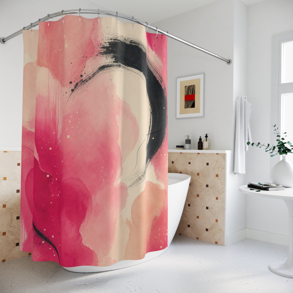 Hot Pink Watercolor Floral Shower Curtain