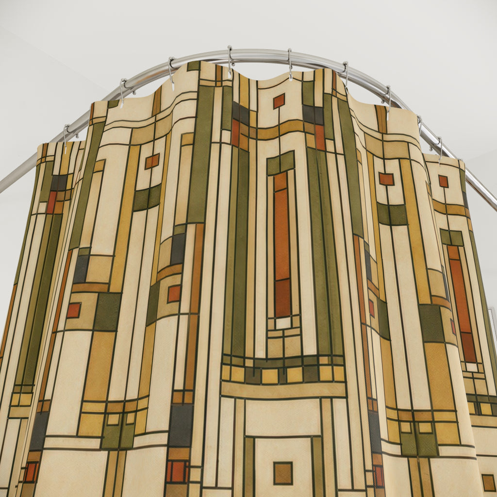 Prairie Geometric Frank Lloyd Wright Inspired Shower Curtain