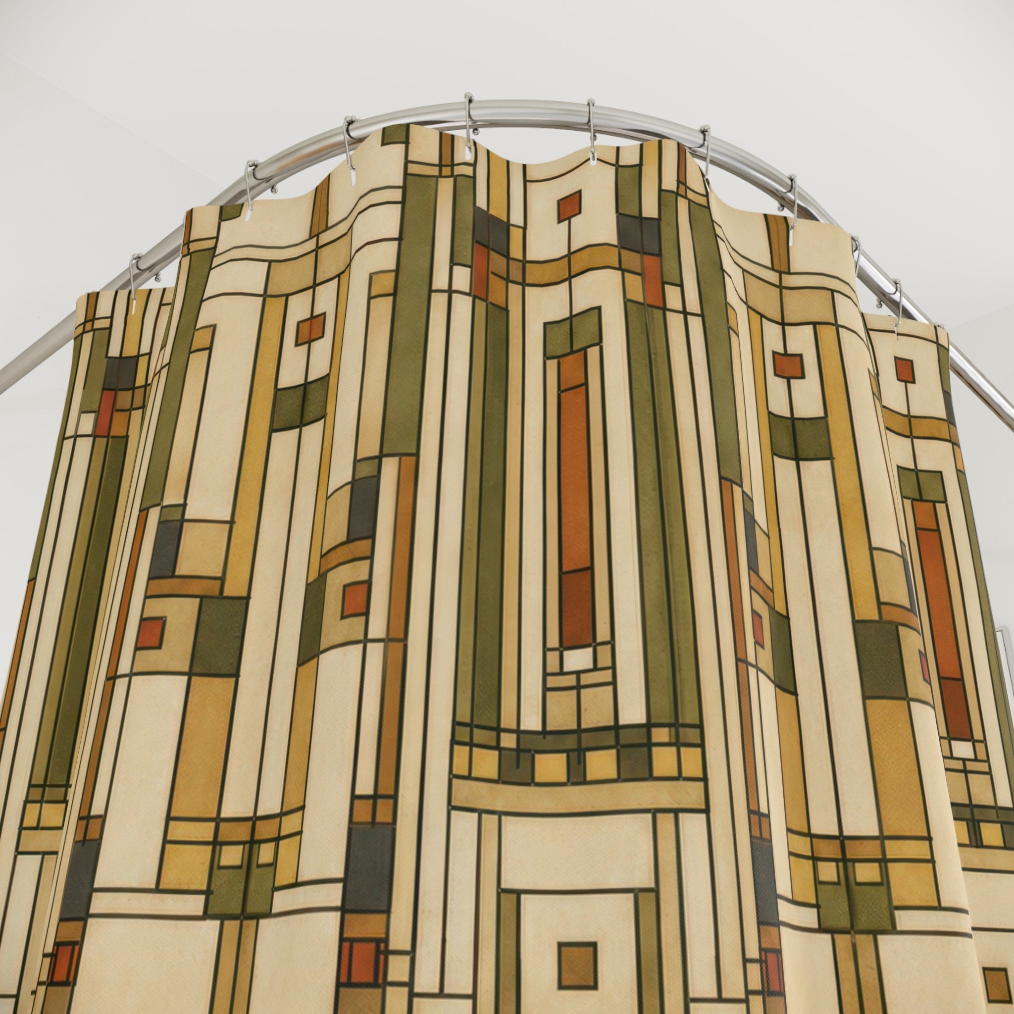 Prairie Geometric Frank Lloyd Wright Inspired Shower Curtain
